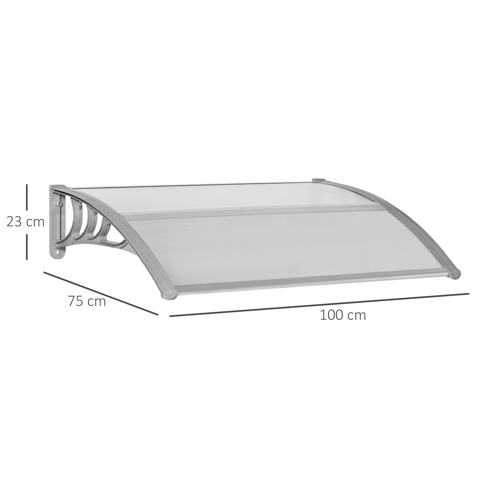 Outsunny Door Canopy Awning Outdoor Window Rain Shelter Cover for Front/Back Door Porch Clear 100 x 75cm - anydaydirect