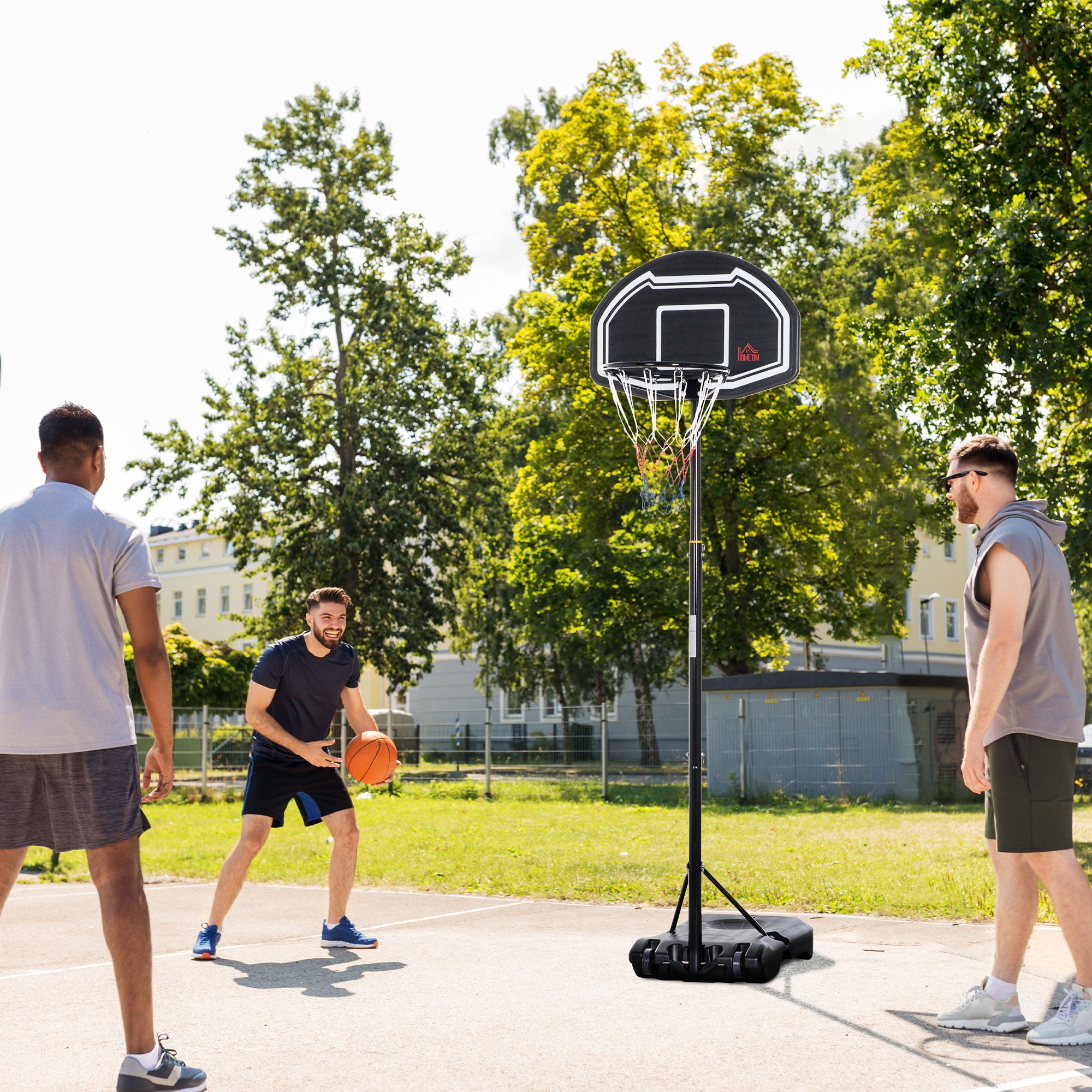 HOMCOM Adjustable Basketball Hoop and Stand, with Wheels and Weight Base Black - anydaydirect