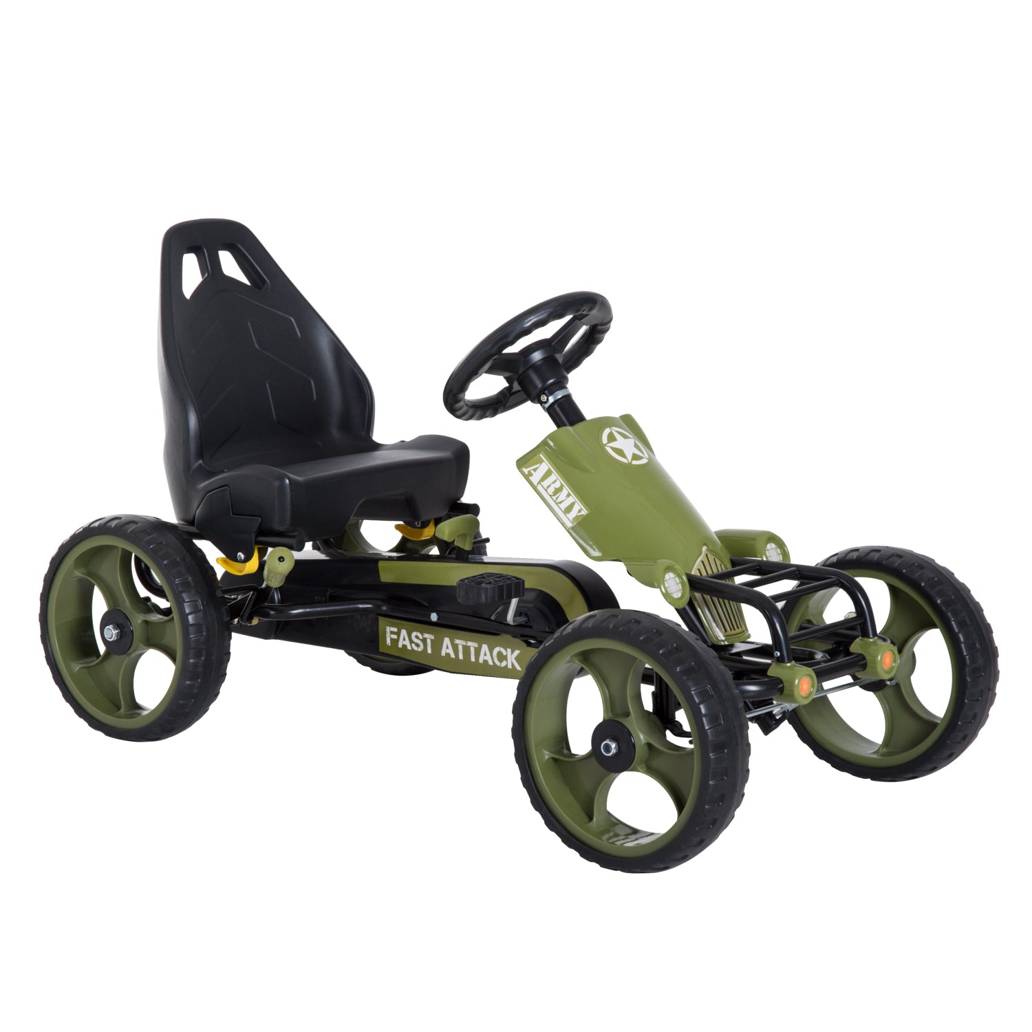 HOMCOM Kids Children Pedal Go Kart Ride On Racer Braking System Adjsuatble Seat Green - anydaydirect