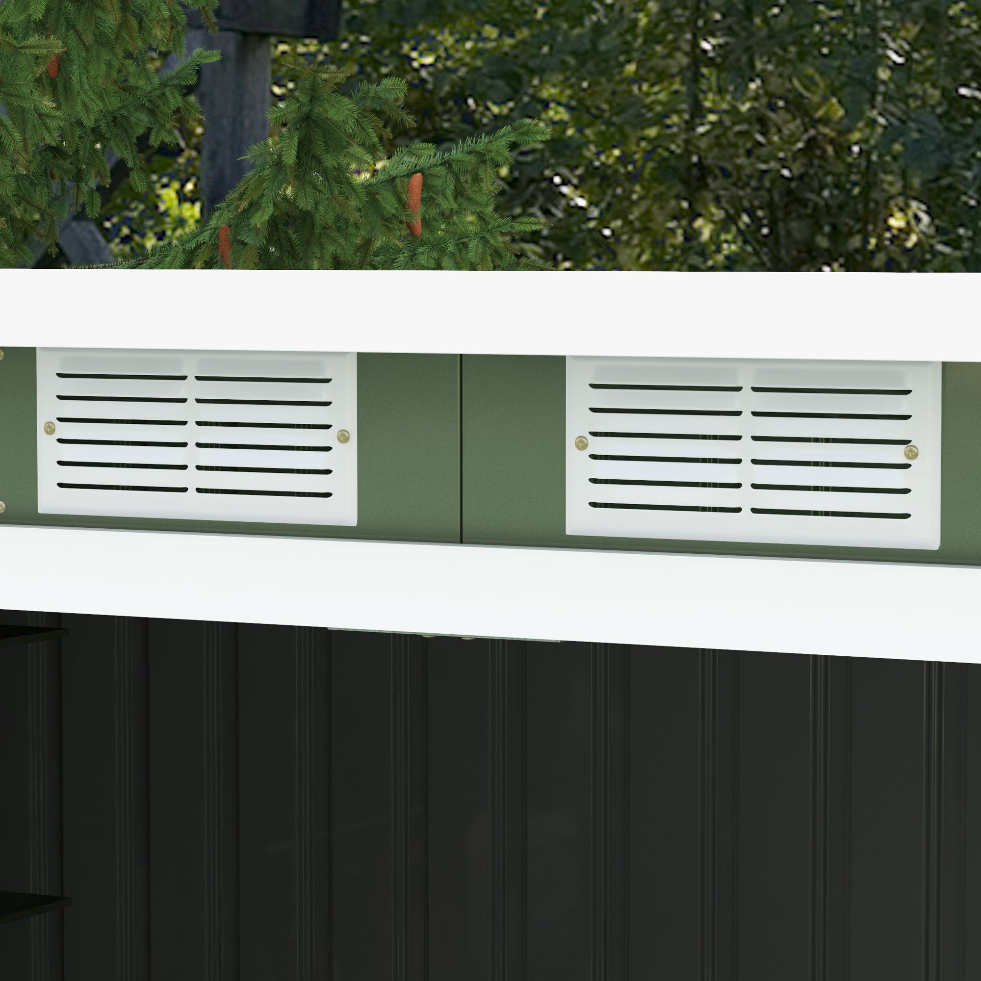 Outsunny 9 x 4.5 ft Pent Roof Metal Garden Storage Shed Corrugated Steel Tool Box with Foundation Ventilation & Doors, Light Green - anydaydirect