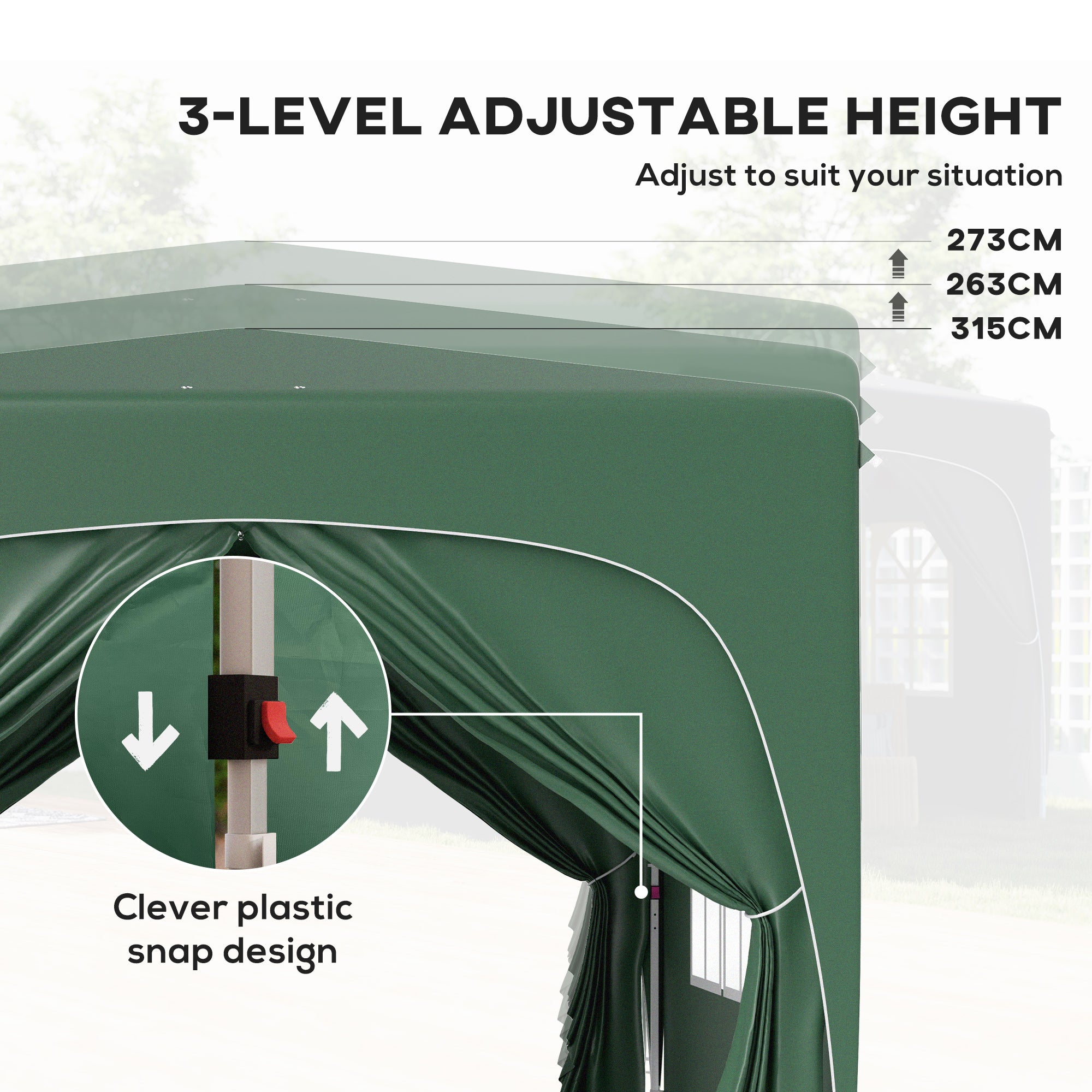 Outsunny 3 x 3m Pop-Up Gazebo Shelter, with Accessories - Dark Green - anydaydirect