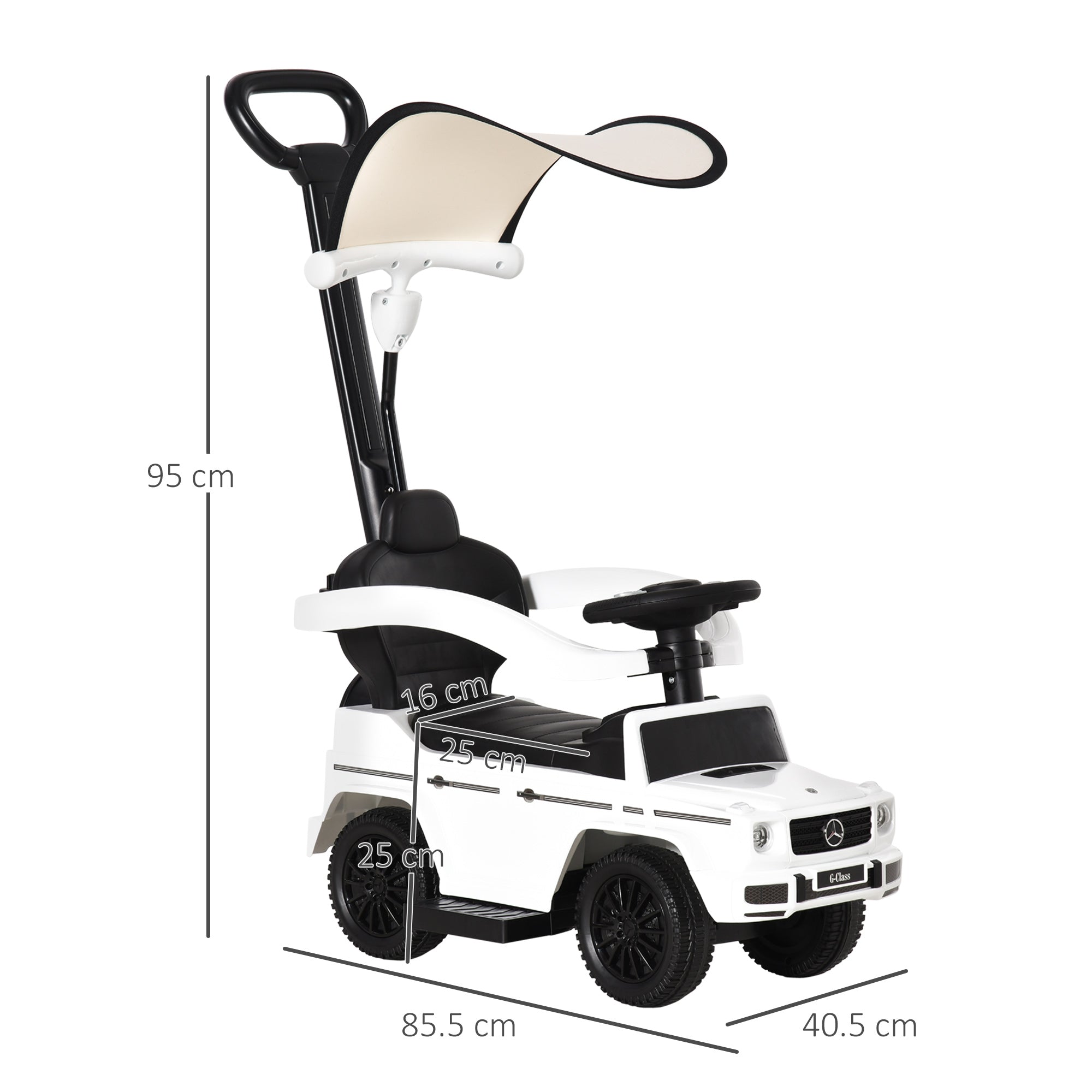 HOMCOM Mercedes-Benz G350 Ride-On Push Along Car Sliding Walker Foot to Floor Slider Stroller Toddler Vehicle with Wheel White - anydaydirect