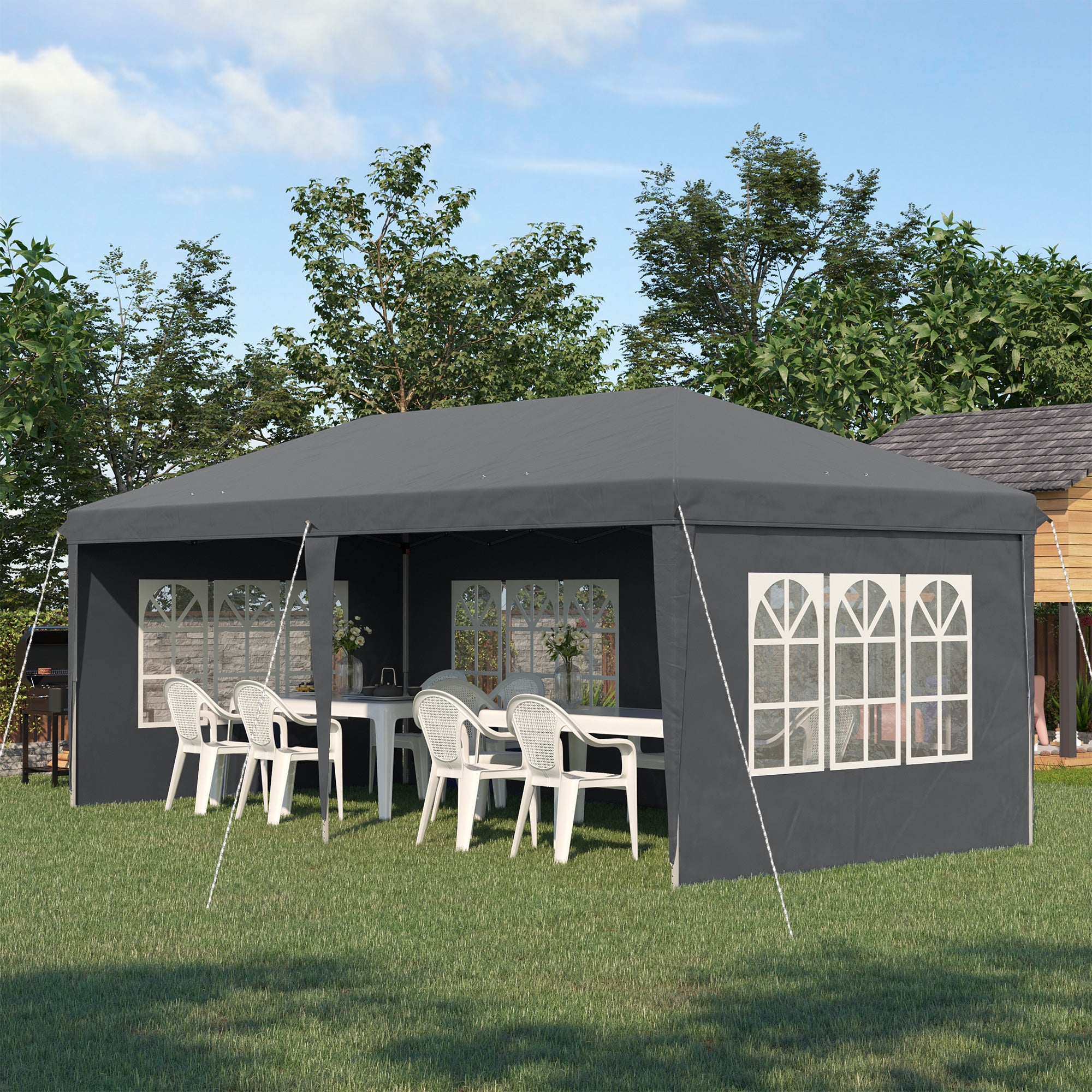 Outsunny 3 x 6m Pop-Up Gazebo, with Removable Walls - Grey - anydaydirect