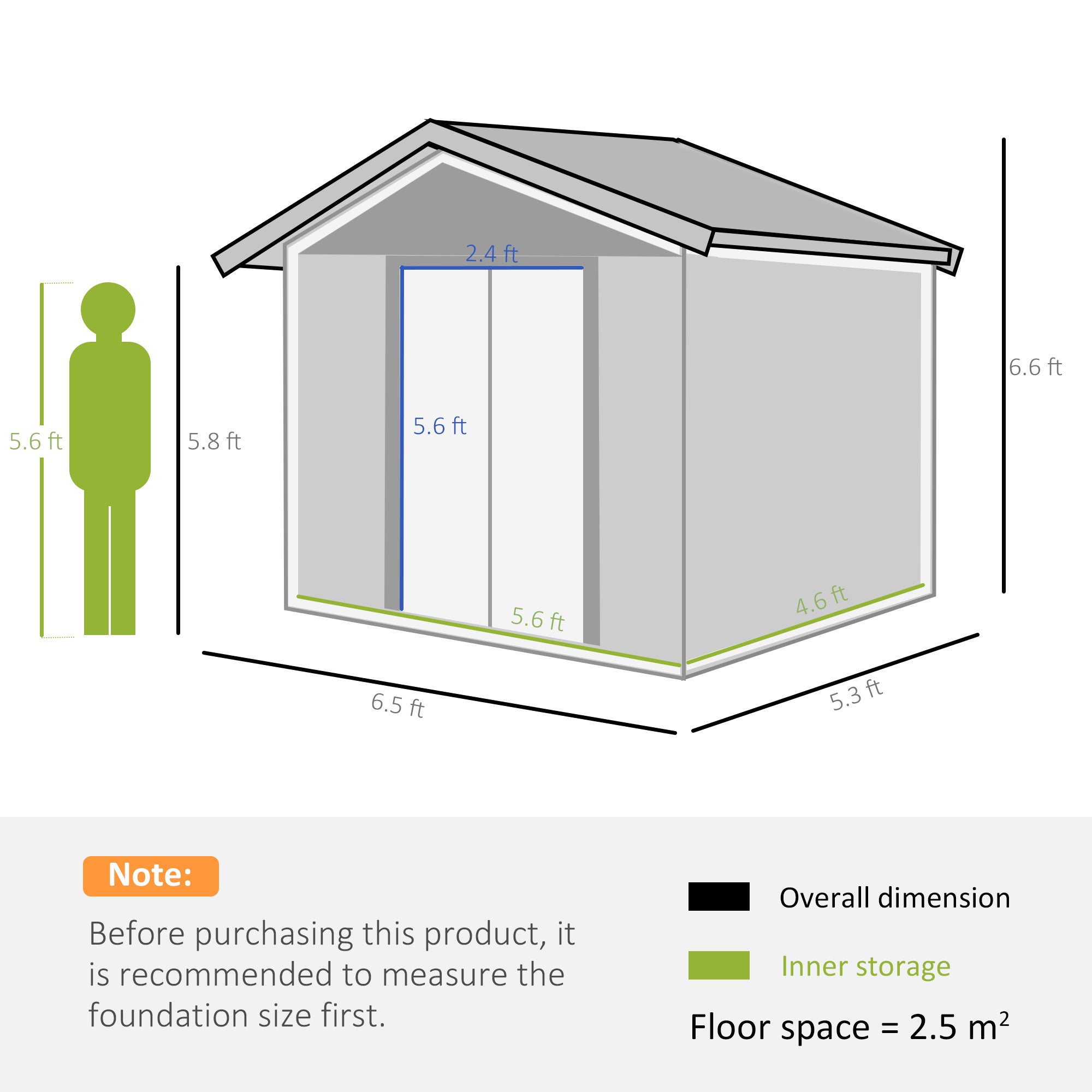 Outsunny 6 x 5 ft Garden Storage Shed Apex Store for Gardening Tool with Foundation and Ventilation, Brown - anydaydirect
