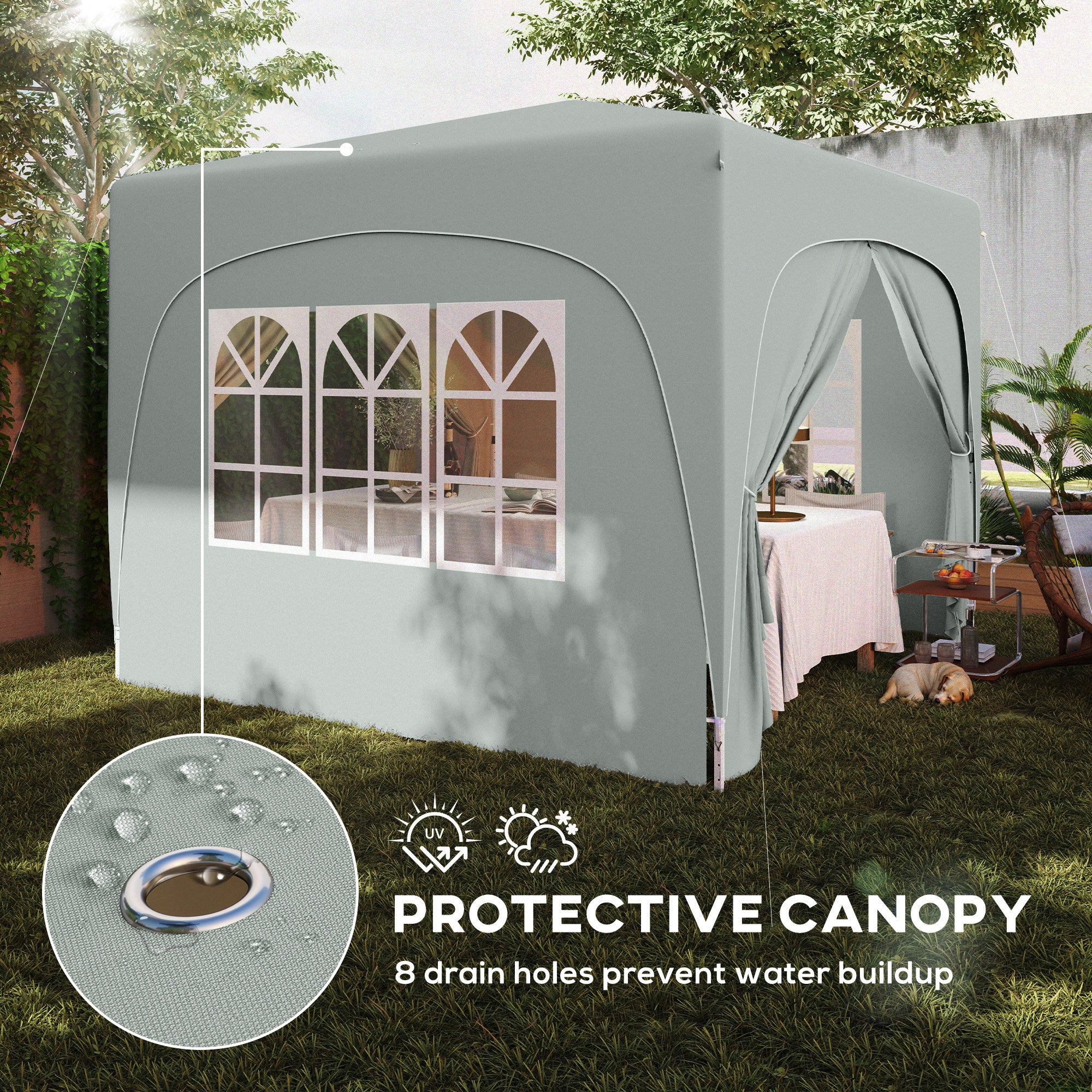 Outsunny 3 x 3m Pop-Up Gazebo Shelter, with Accessories - Light Grey - anydaydirect