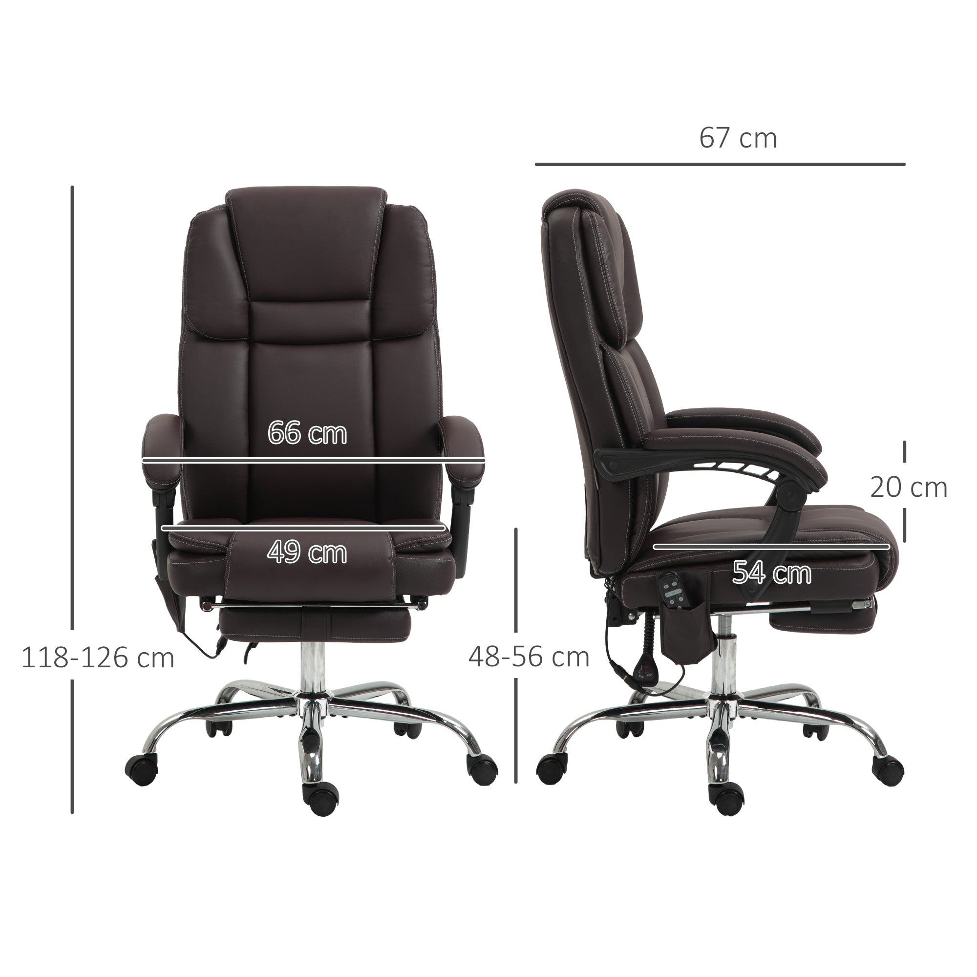 Vinsetto Six Point Vibrating Massage Office Chair - Dark Brown - anydaydirect
