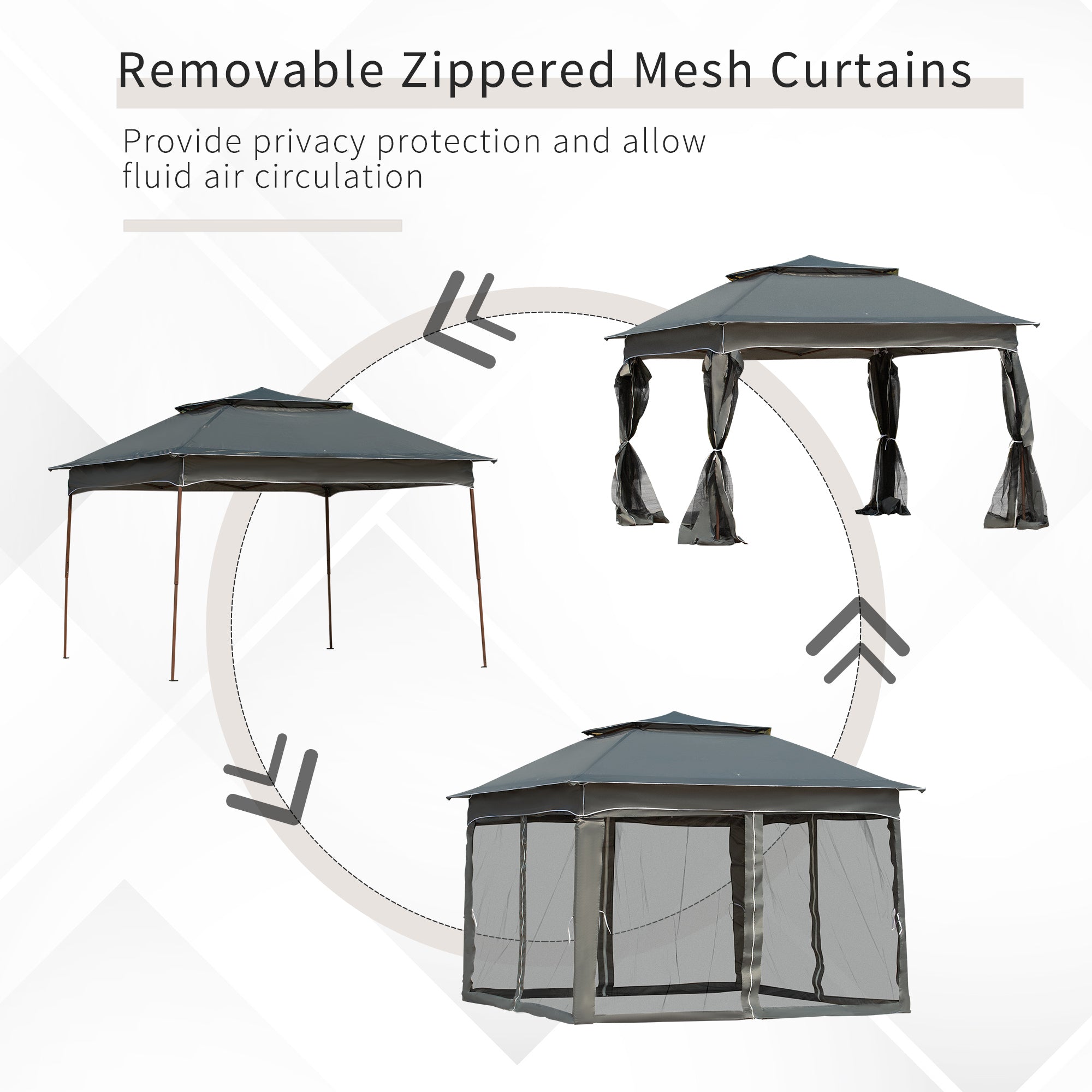 Outsunny 3 x 3(m) Pop Up Gazebo, Double-roof Garden Tent with Netting and Carry Bag, Party Event Shelter for Outdoor Patio, Dark Grey - anydaydirect