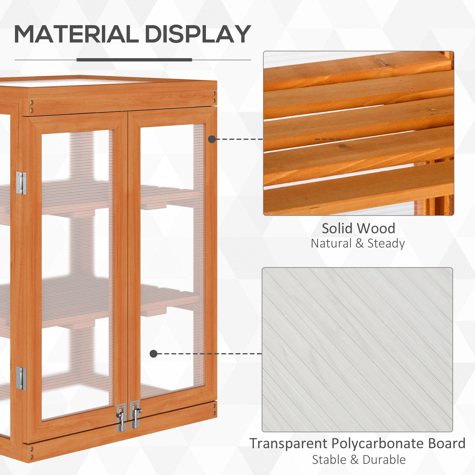 Outsunny 3-tier Wood Greenhouse Garden Polycarbonate Cold Frame Balcony Grow House w/ Storage Shelf for Plants, Flowers, Orange - anydaydirect