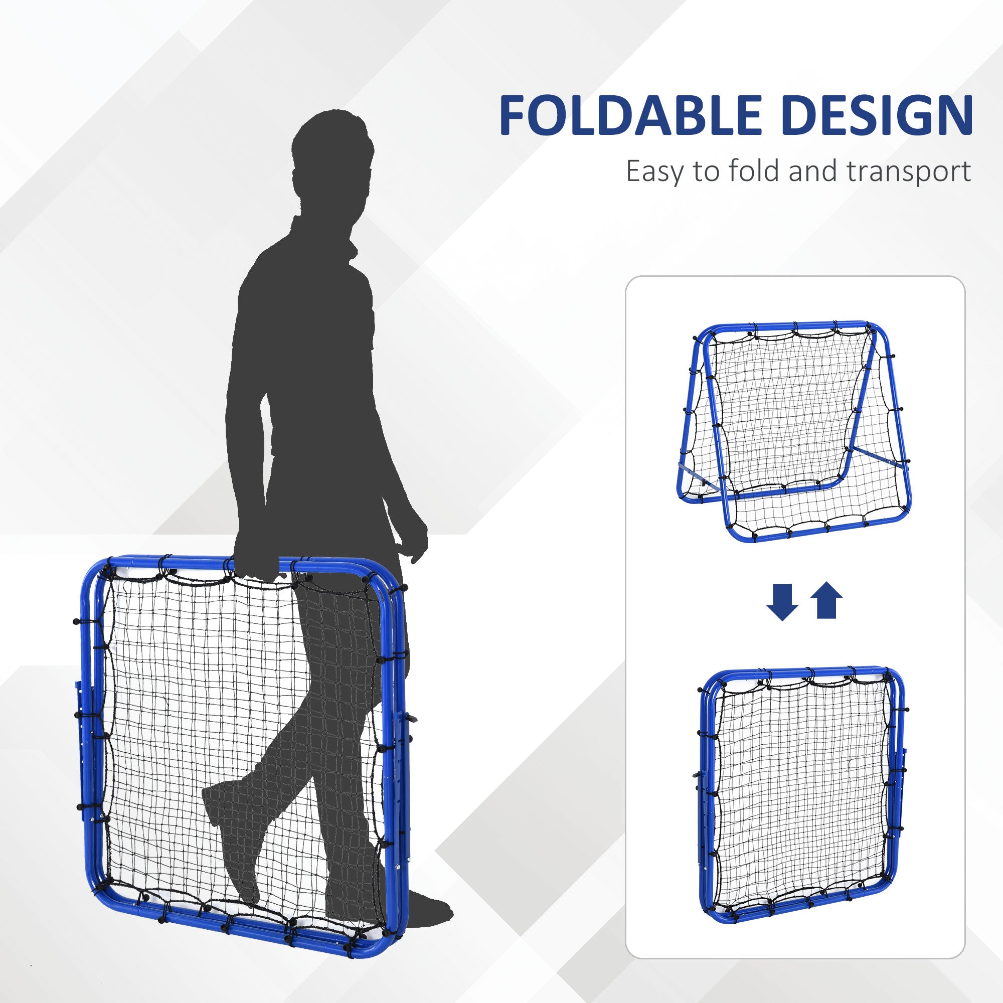 HOMCOM Double Sided Football Rebounder Net, Football Rebound Goal with Five Adjustable Angles, Blue - anydaydirect