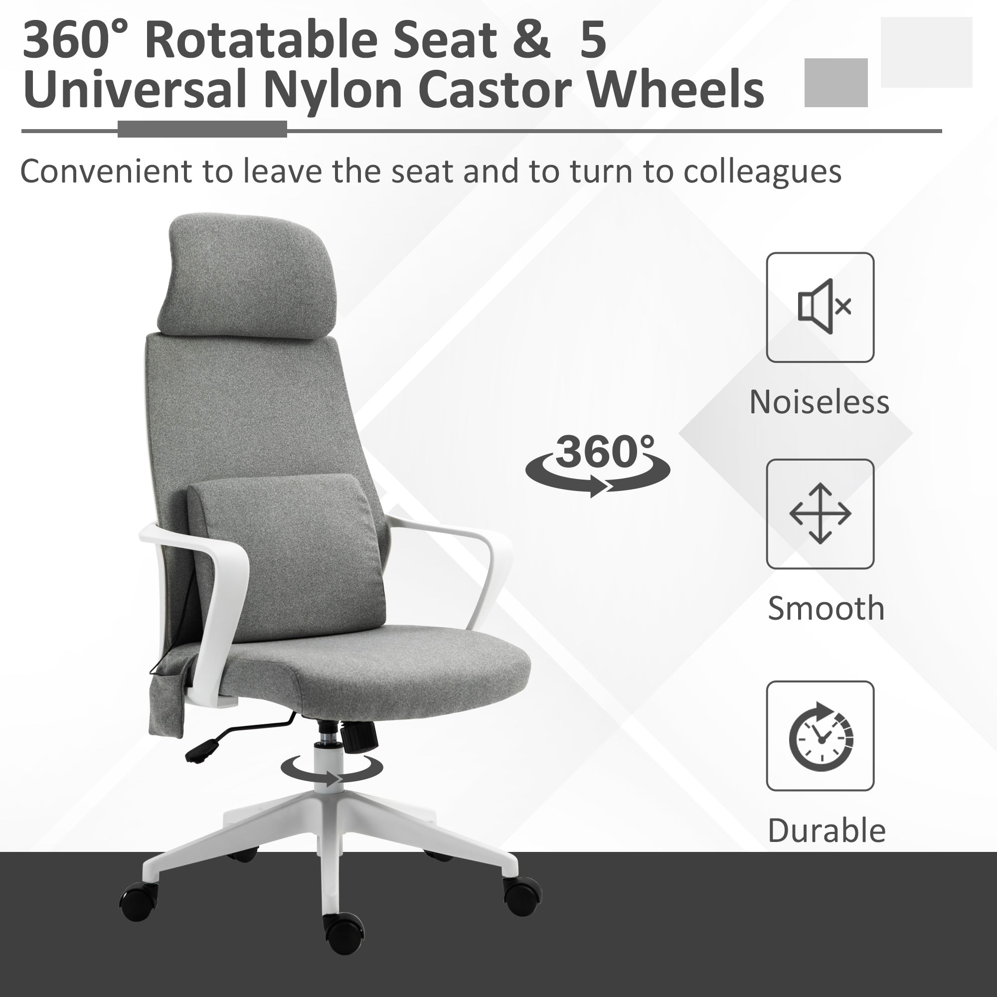 Vinsetto Massage Pillow Office Chair - Grey - anydaydirect