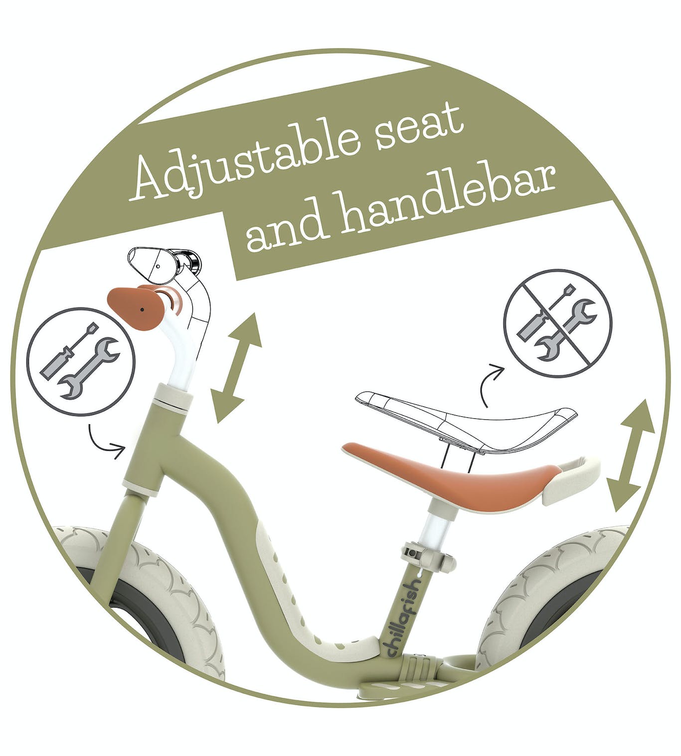 Chillafish Balance Bike Charlie Lux - Olive - anydaydirect