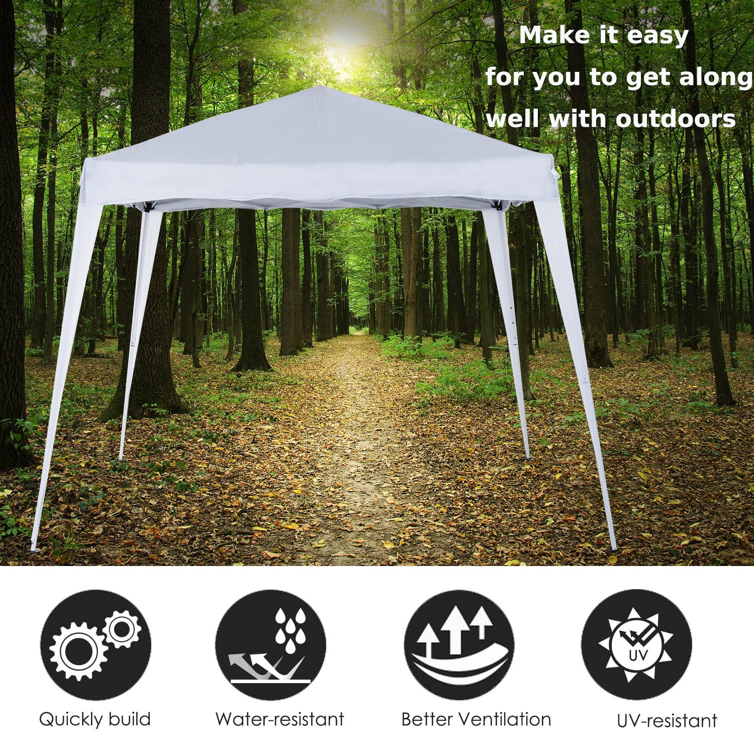 Outsunny 3 M x 3 M Base/ 2.5 M x 2.5 M Top Pop Up Gazebo with Carry Bag, Height Adjustable Slant Leg Party Tent Instant Event Shelter for Garden, Patio, White - anydaydirect