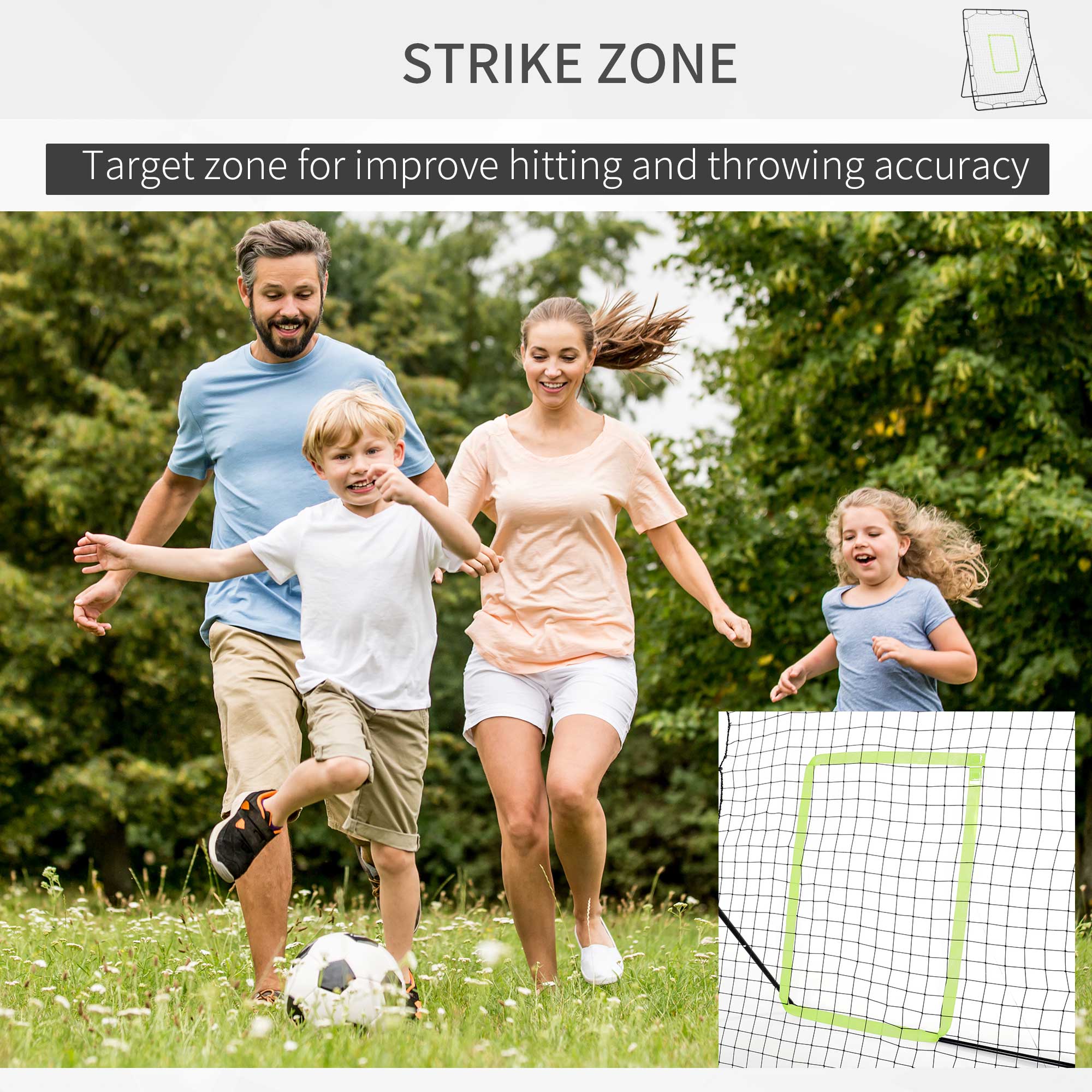 HOMCOM Baseball Rebounder Net Teens Adults Game Spot Softball Training Aid Practise Target Strike Shot Goal Play - anydaydirect