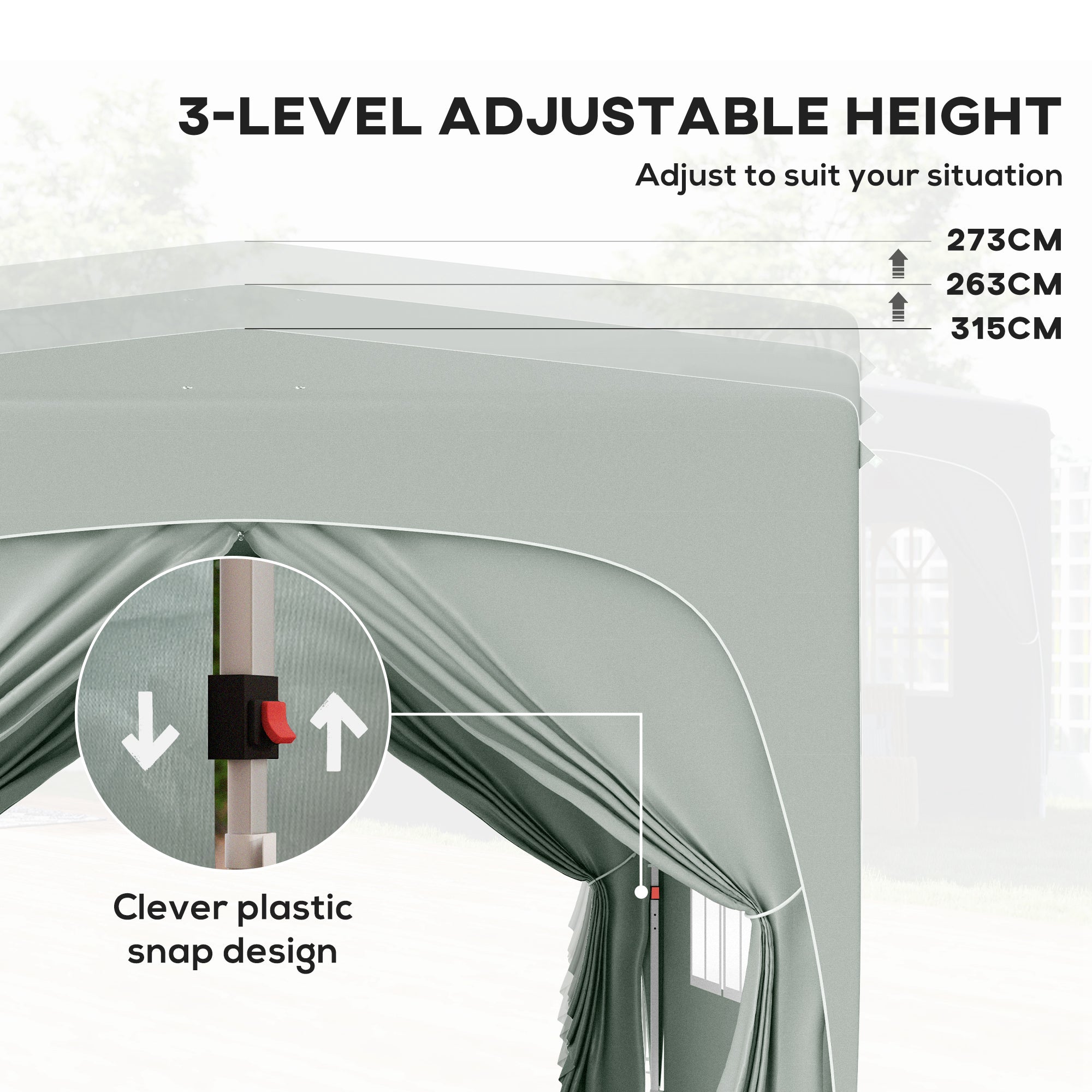 Outsunny 3 x 3m Pop-Up Gazebo Shelter, with Accessories - Light Grey - anydaydirect