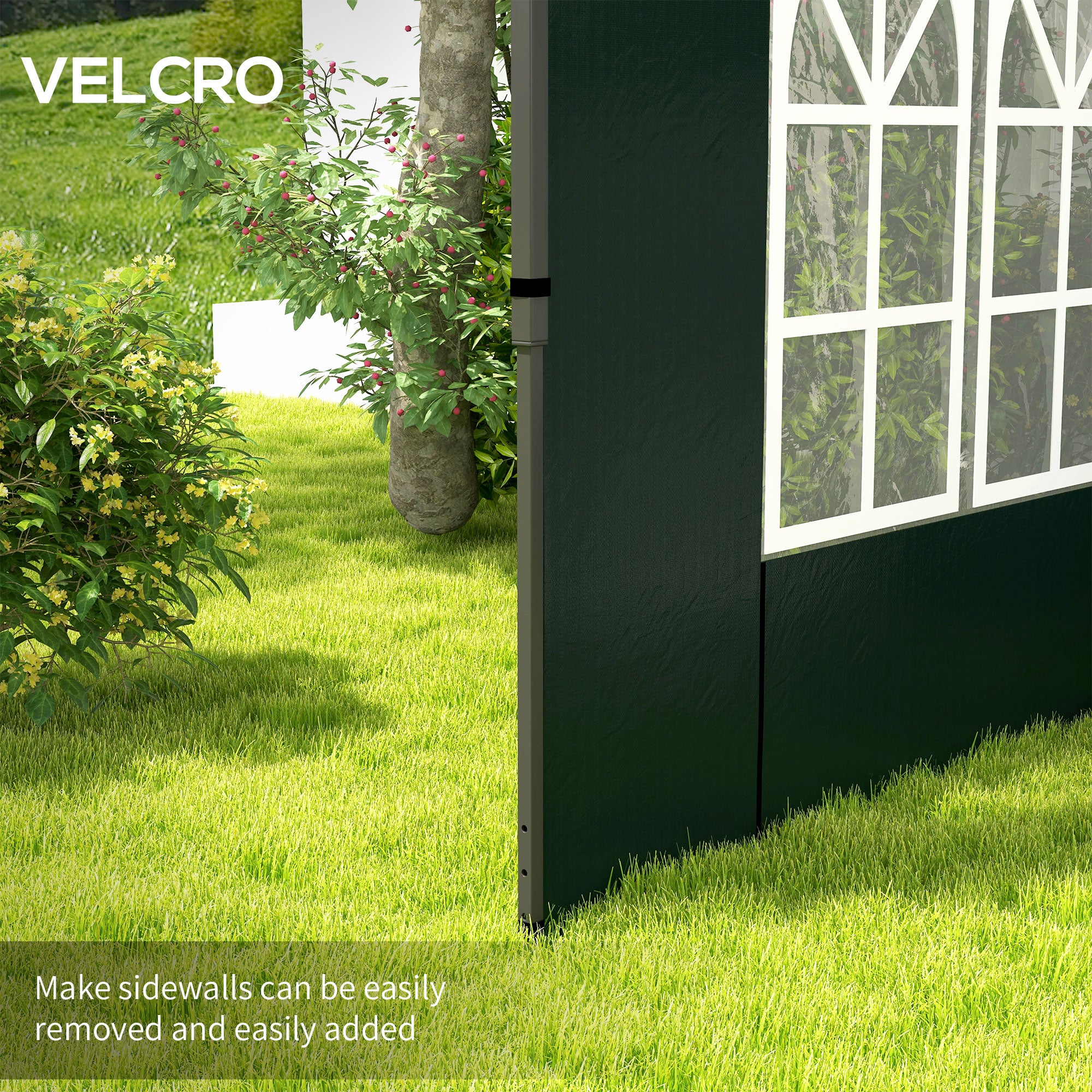 Outsunny Set of Two 3 x 3m Gazebo Frame Replacement Walls - Green - anydaydirect