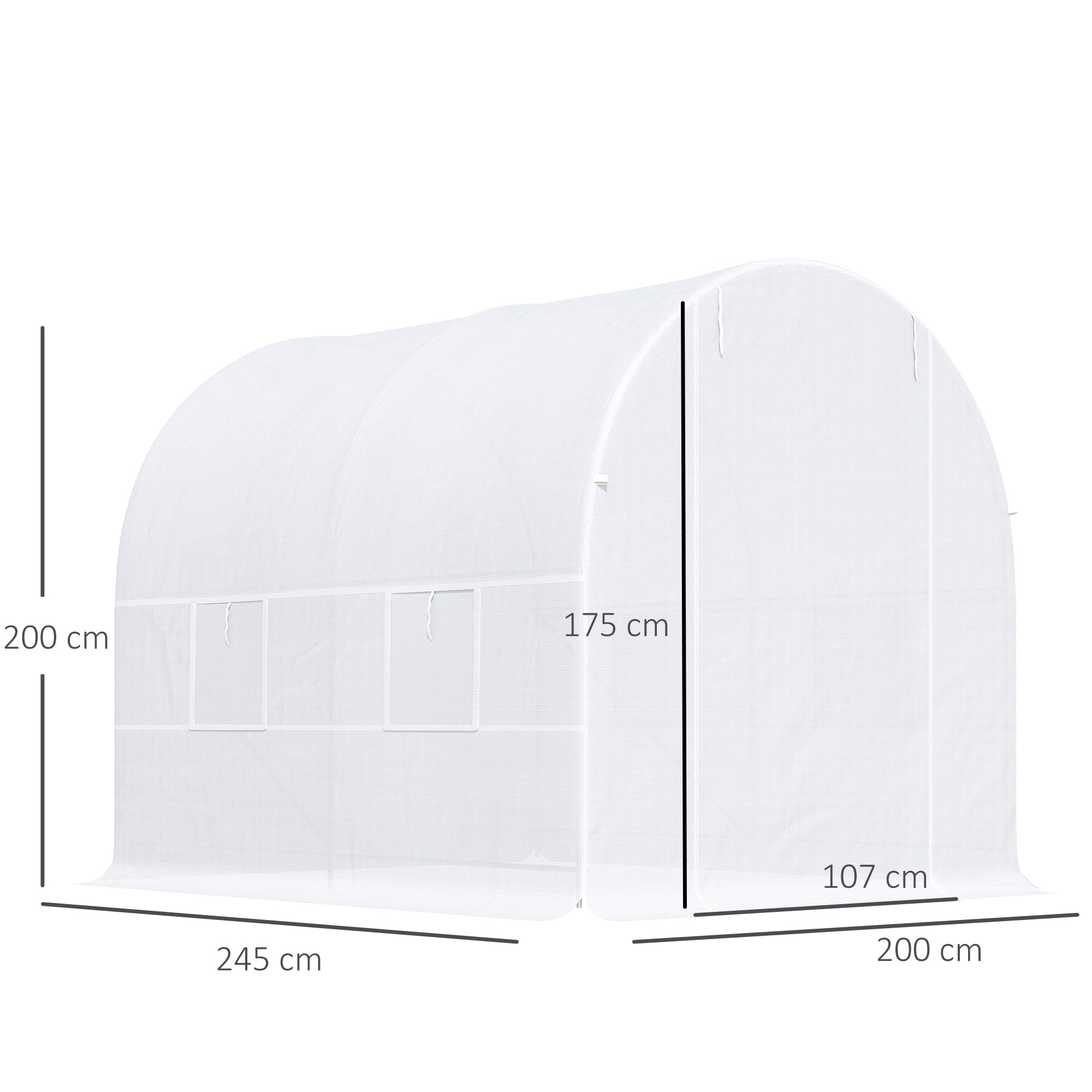 Outsunny 2.5 x 2 x 2 m Polytunnel Greenhouse, Walk-in Green House for Garden with Mesh Windows, Galvanised Steel Frame, White - anydaydirect