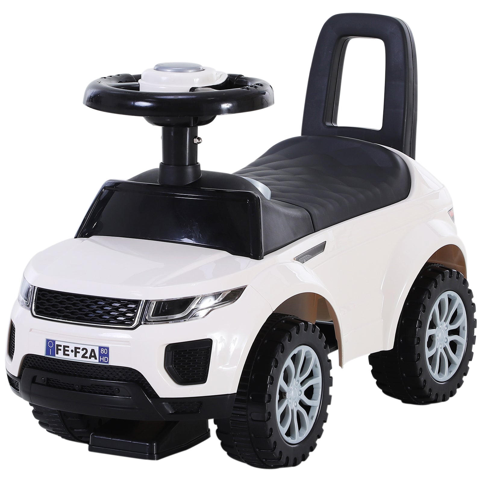 HOMCOM 3-in-1 Ride On Car for Toddlers, Foot to Floor Slider with Horn, Steering Wheel and Under Seat Storage, White - anydaydirect