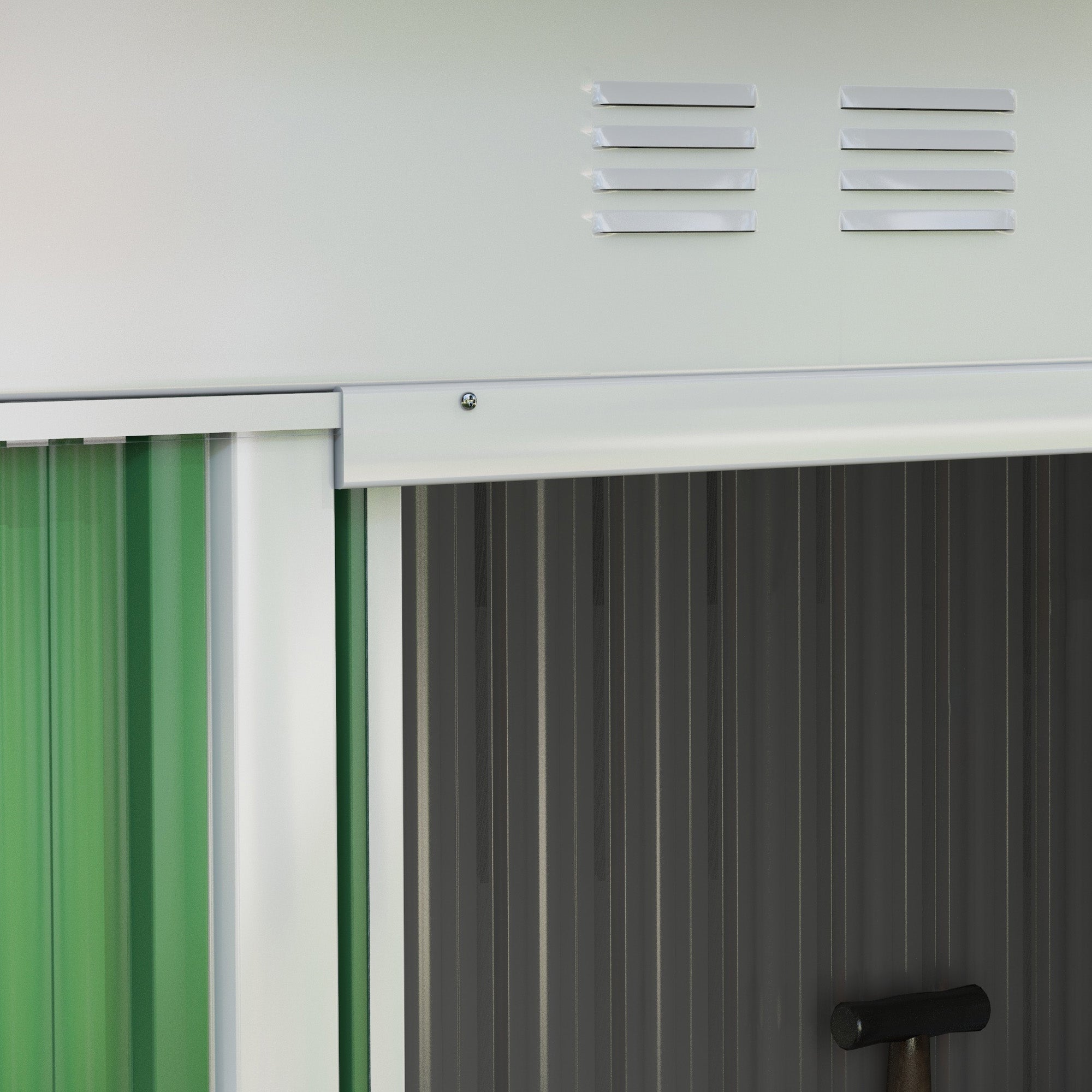 Outsunny 7.6 x 4.3ft Garden Storage Shed w/ Sliding Door Ventilation Window Sloped Roof Gardening Tool Storage Green - anydaydirect