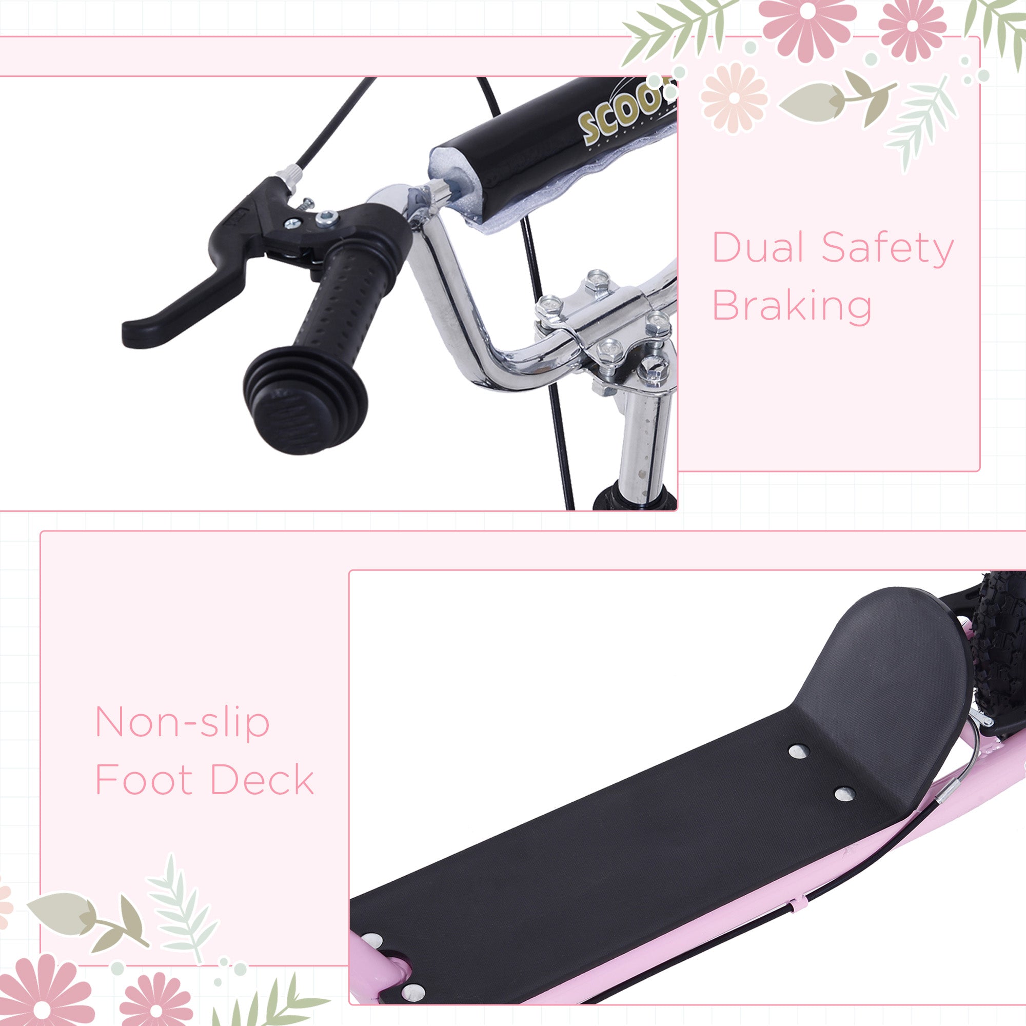 HOMCOM Youth Scooter Adult Teen Push Scooter Kids Children Stunt Scooter Bike Bicycle Ride On 16" Pneumatic Tyres , Pink - anydaydirect