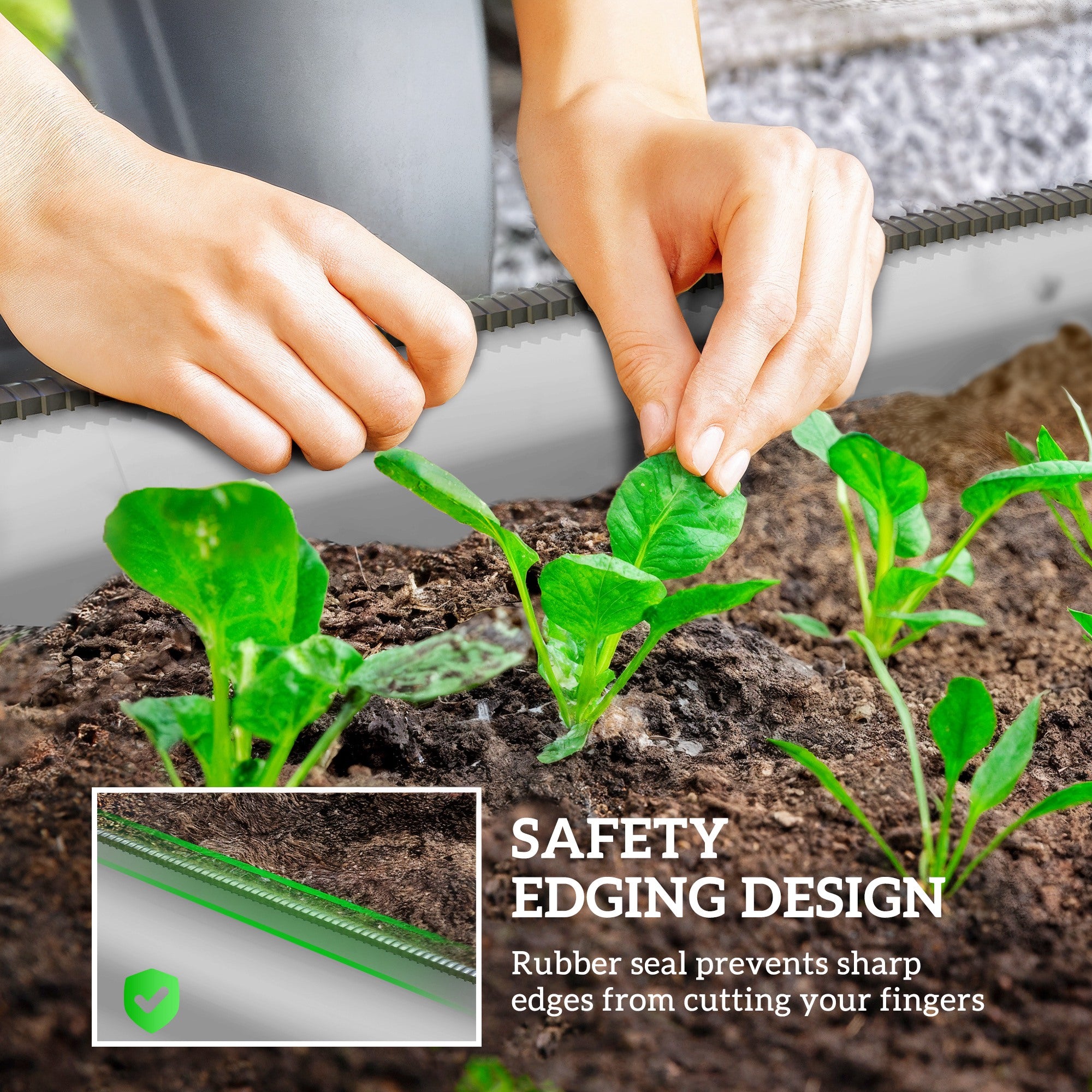 Outsunny Galvanised Raised Garden Bed, Metal Planter Box with Safety Edging, for Flowers, Herbs, Succulents, Silver - anydaydirect