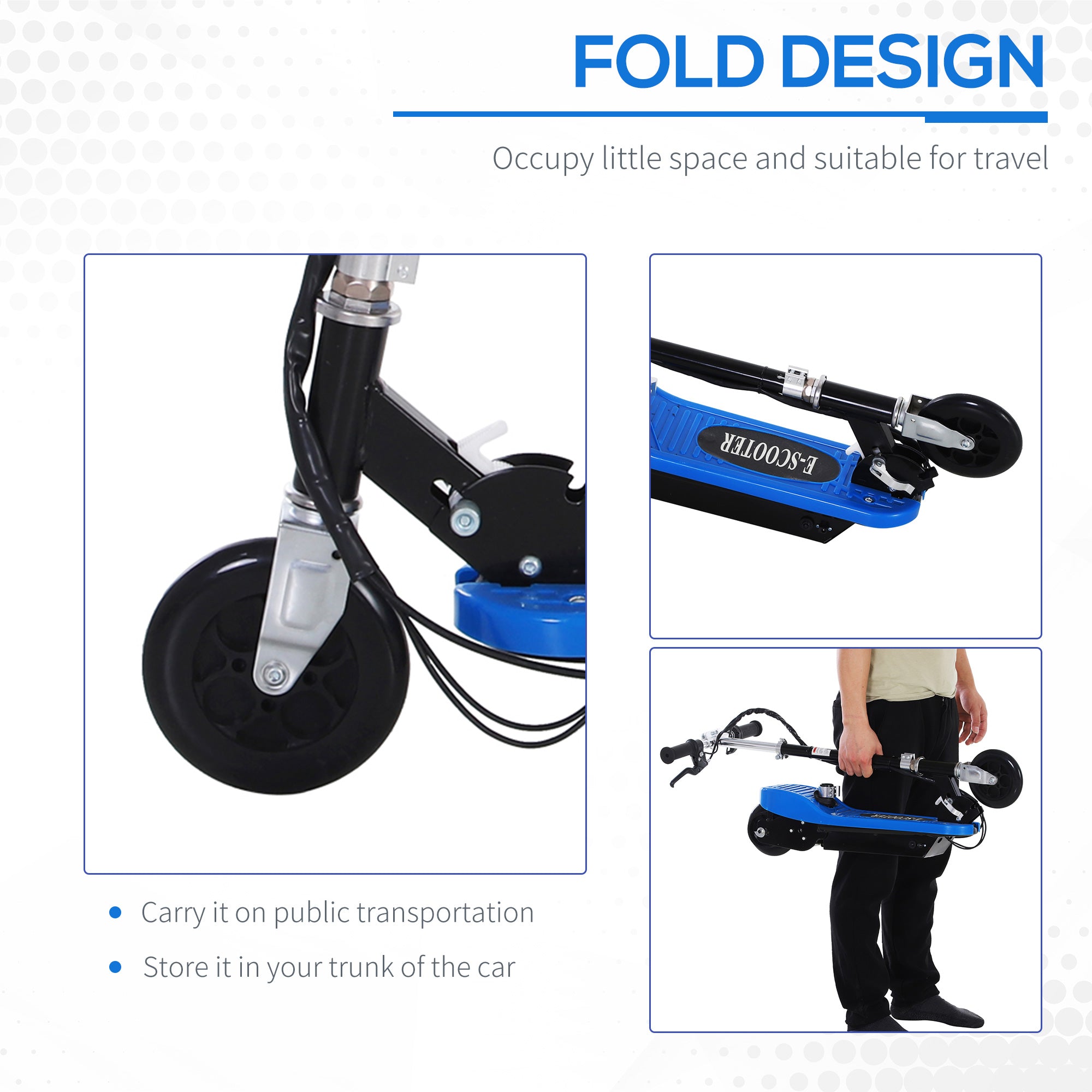 HOMCOM Outdoor Ride On Powered Scooter for kids Sporting Toy 120W Motor Bike 2 x 12V Battery - Blue - anydaydirect
