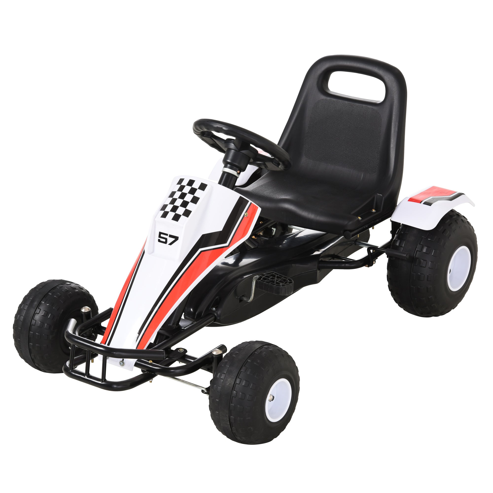 HOMCOM Kids Adjustable Seat PP Pedal Go-Kart White/Red - anydaydirect