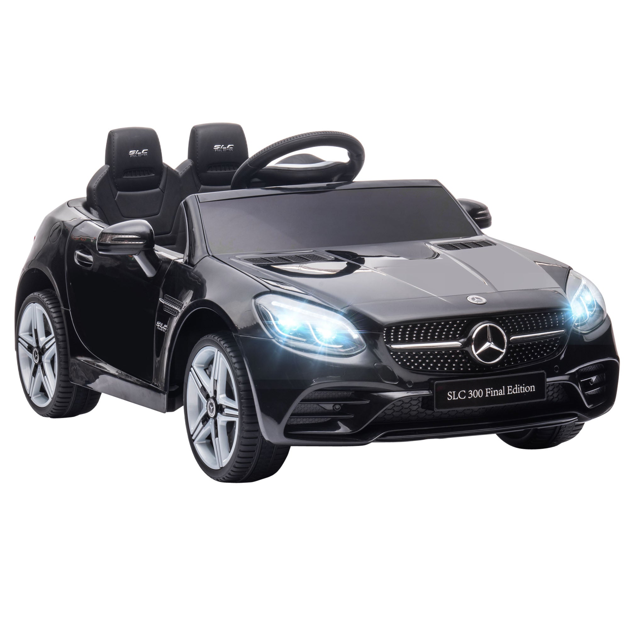 AIYAPLAY Mercedes Benz SLC 300 Licensed 12V Kids Electric Ride On Car w/ Parental Remote Two Motor Music Light Wheel for 3-6 Years Black - anydaydirect