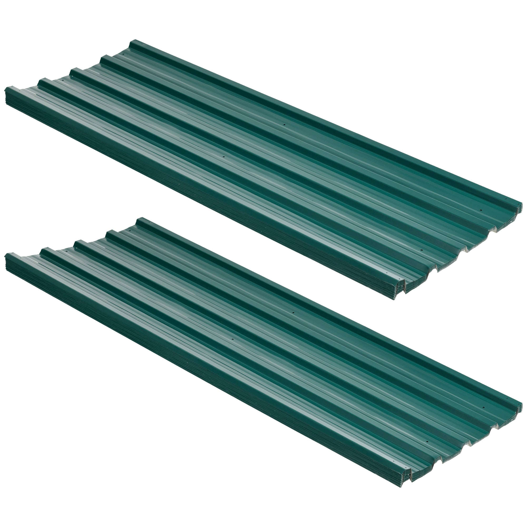 Outsunny Corrugated Roofing Sheets, Pack of 24, Galvanised Metal Roofing Sheets for Greenhouse, Garage, Storage Shed, Carport, 129 x 45cm, Green - anydaydirect
