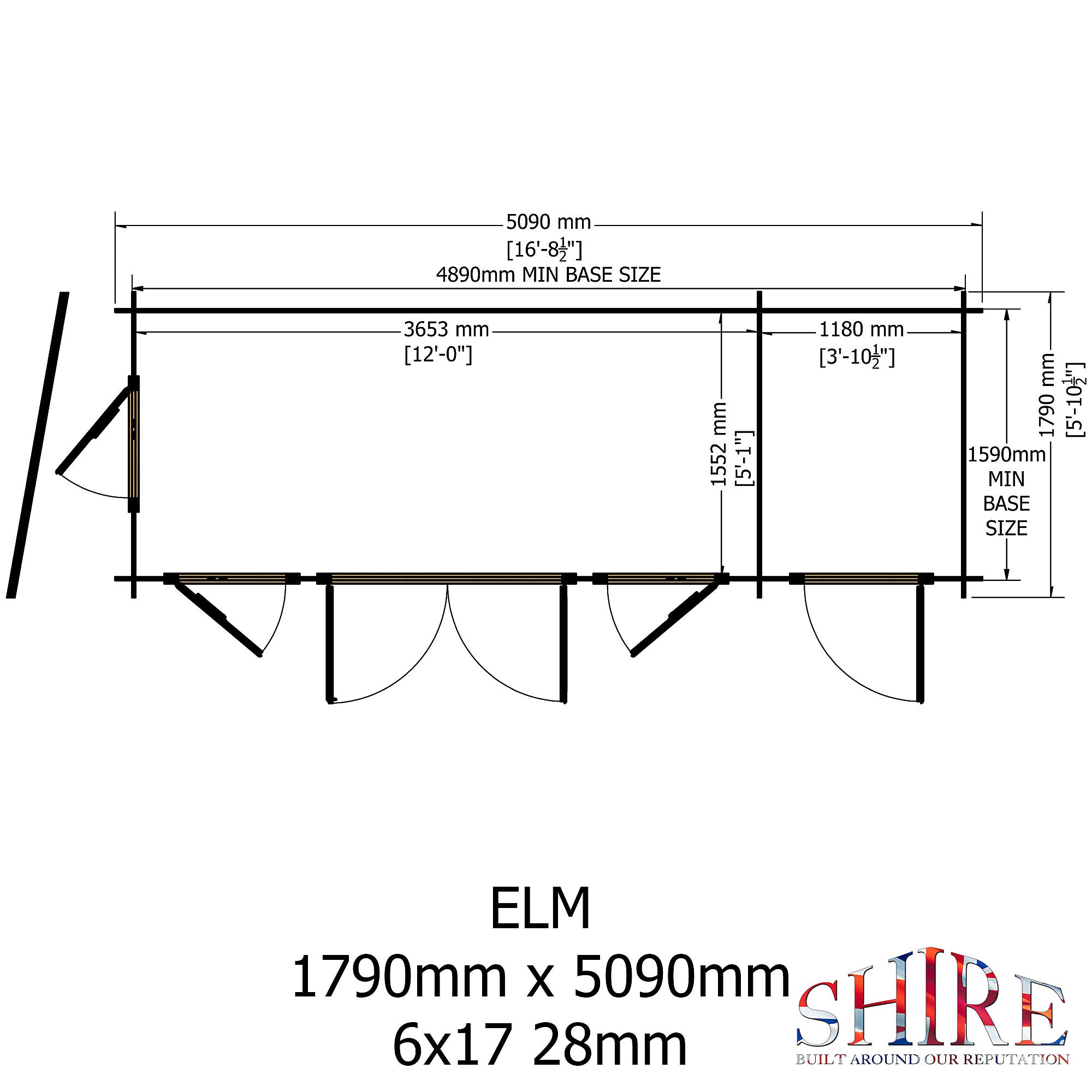 Shire Elm 6x17 Log Cabin