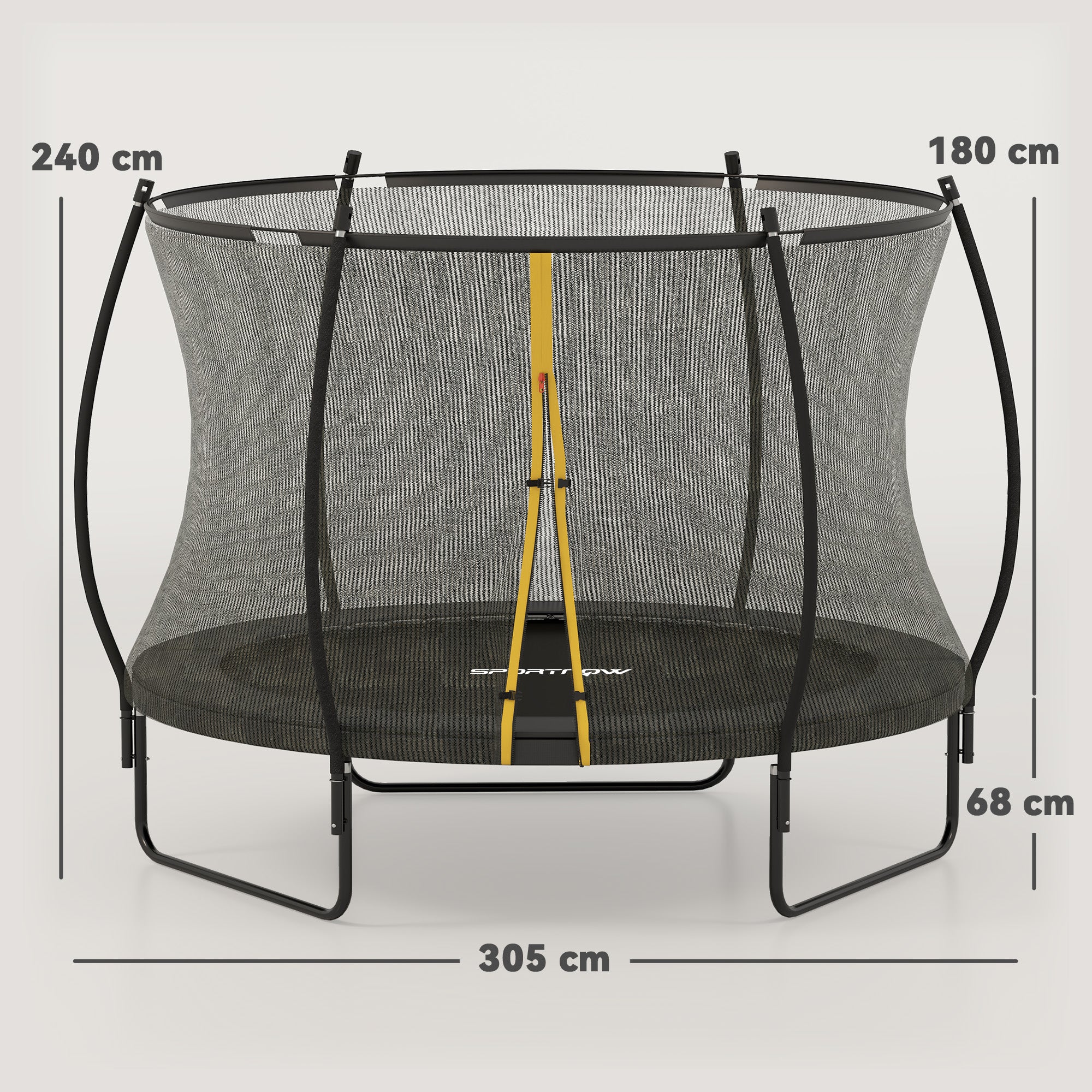 SPORTNOW 10ft Outdoor Trampoline with Enclosure Net, Spring Cover, Black - anydaydirect