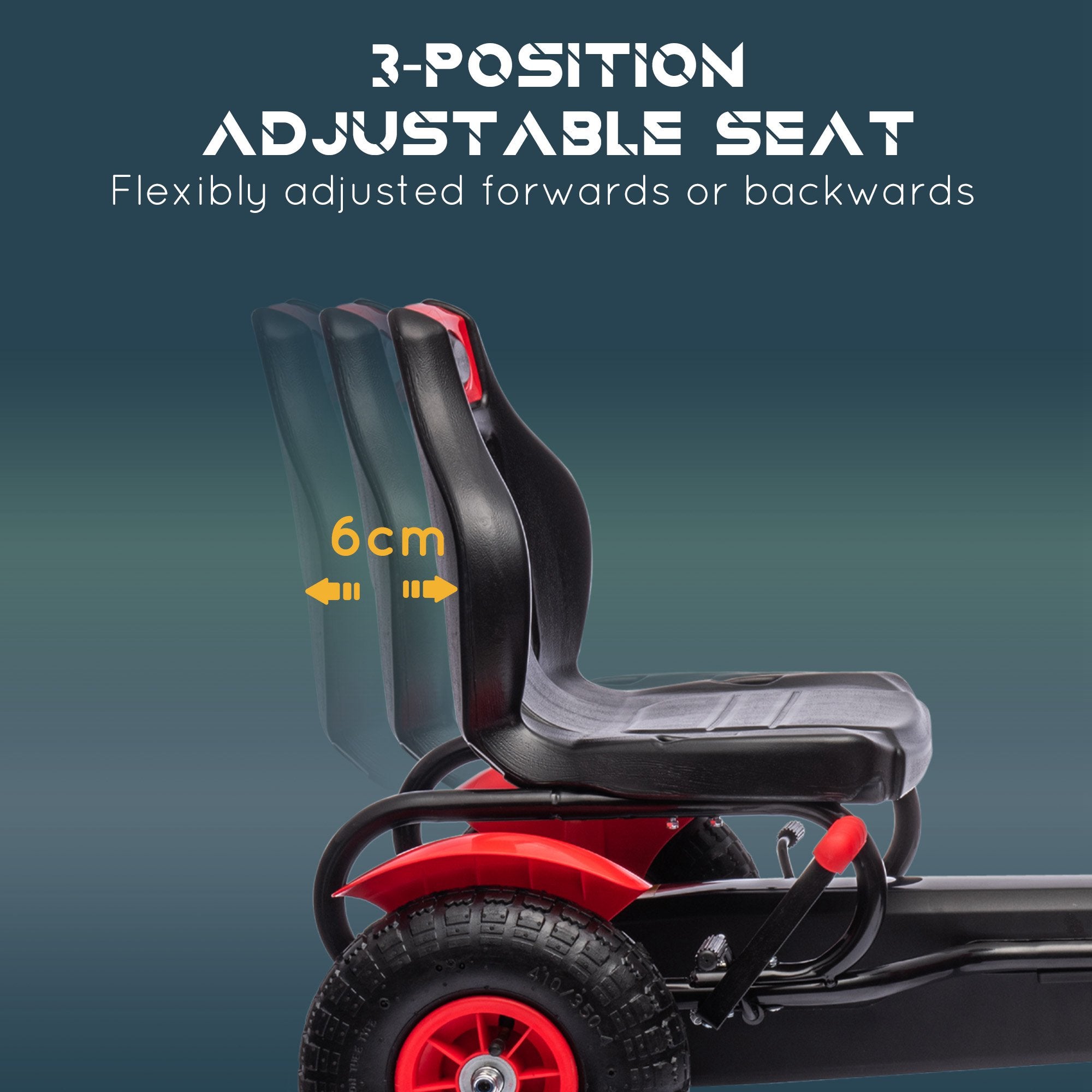 HOMCOM Go Kart for Kids, Pedal Powered Ride On, Adjustable Seat, Pneumatic Tyres, Handbrake, for 5-12 Years, Red - anydaydirect