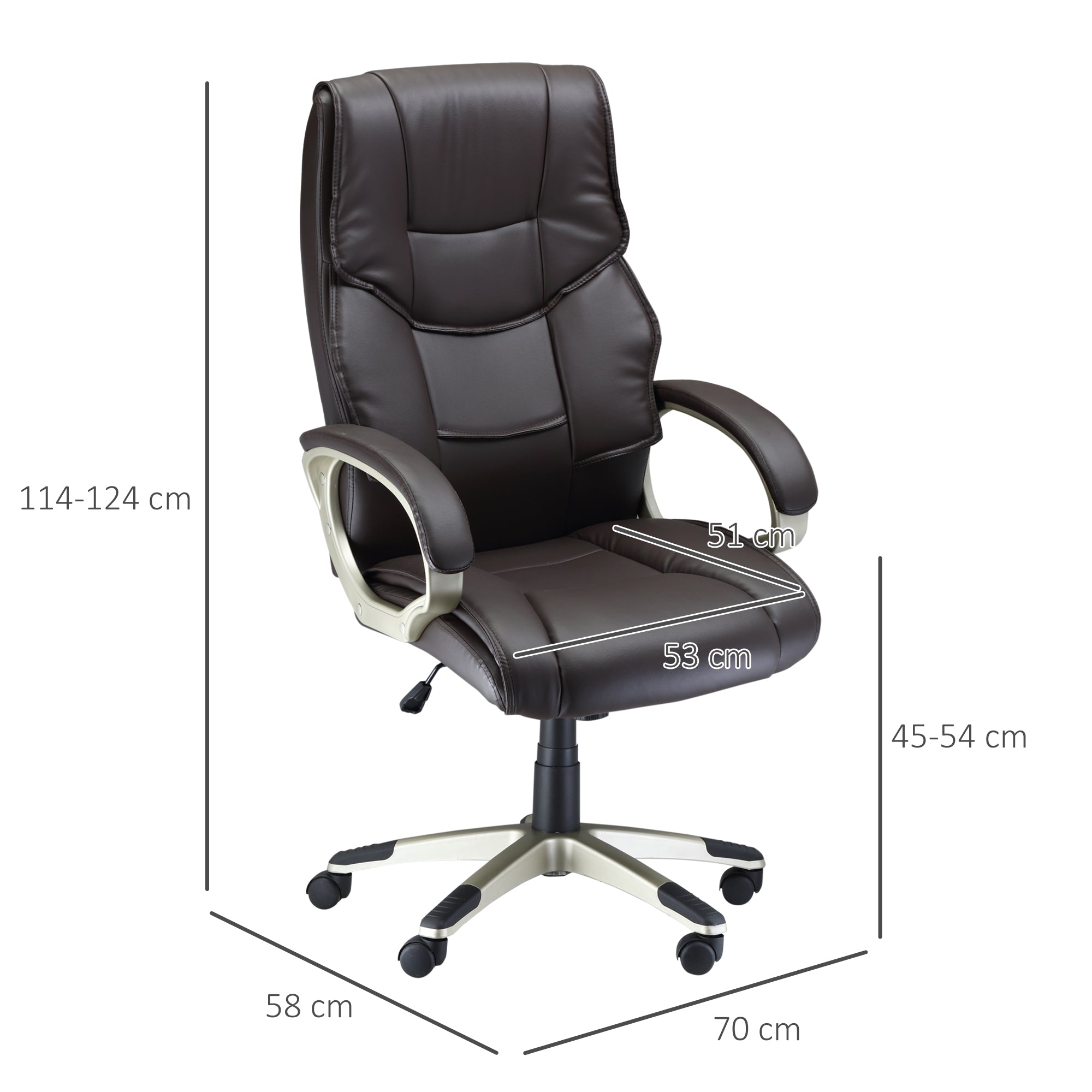 HOMCOM Home Office Chair High Back Computer Desk Chair with Faux Leather Adjustable Height Rocking Function Brown - anydaydirect
