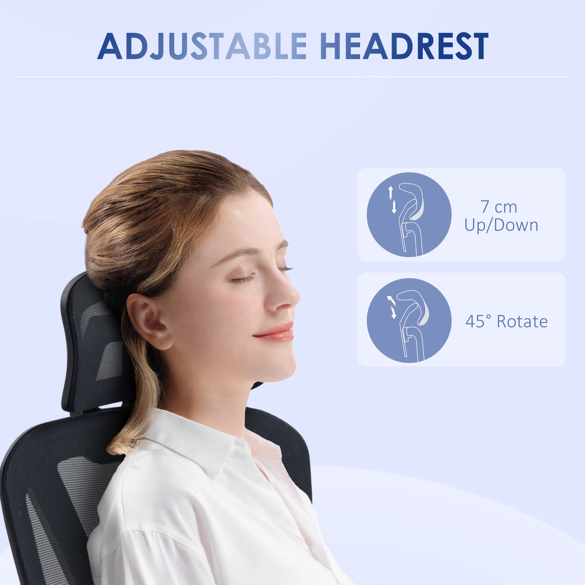 Vinsetto Mesh Office Chair, Height Adjustable Desk Chair with Lumbar Support, Swivel Wheels and Adjustable Headrest, Black - anydaydirect
