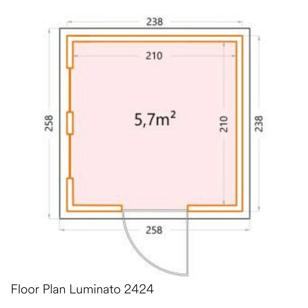 Telluria Luminato Steel Garden Room - 2.4m x 2.4m (8x8ft) - anydaydirect