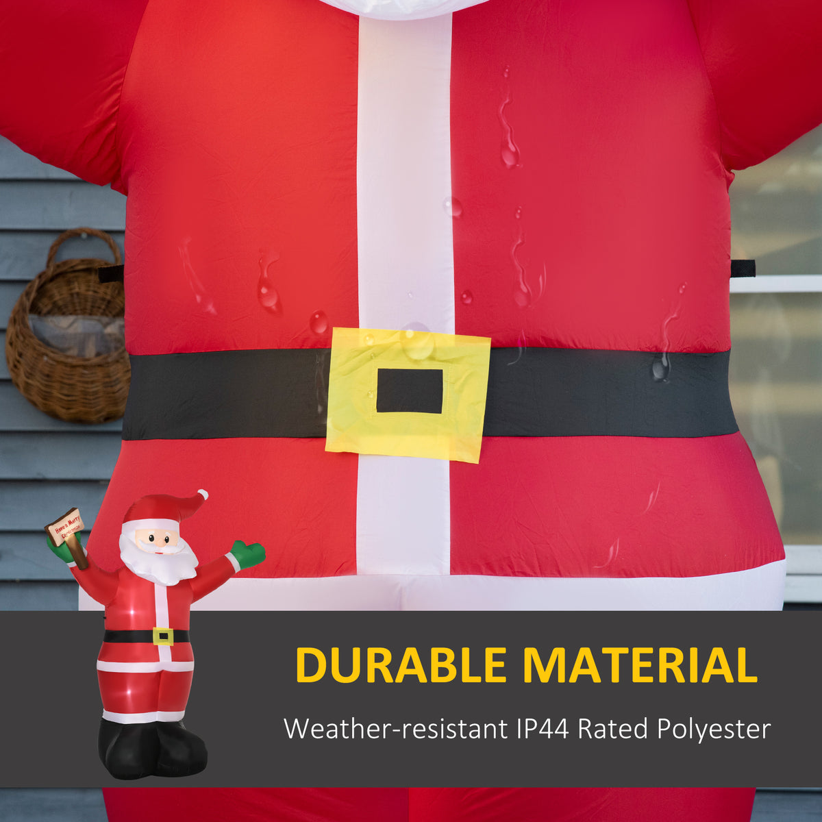 Outsunny 8ft Inflatable Christmas Santa Claus Holds Light Sign of Blessings, Blow-Up Outdoor LED Yard Display for Lawn Garden Party - anydaydirect