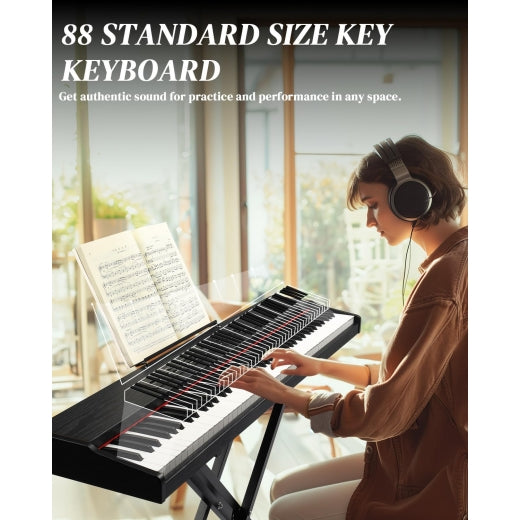 Glarry GPP-203D01 88 Key Full Size Semi-Weighted Standard Electric Digital Piano Black - anydaydirect