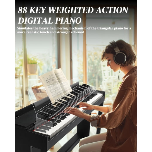 Glarry GDP-205S01 88-Key Fully Weighted Upright Digital Piano with Flip Cover Black - anydaydirect
