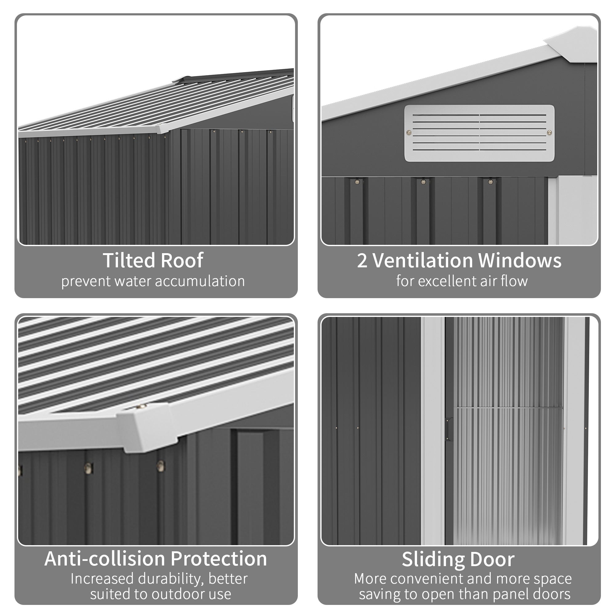 Outsunny 5ft x 4ft Garden Metal Storage Shed, Tool Storage Shed with Sliding Door, Sloped Roof and Floor Foundation for Garden, Backyard, Patio, Grey - anydaydirect