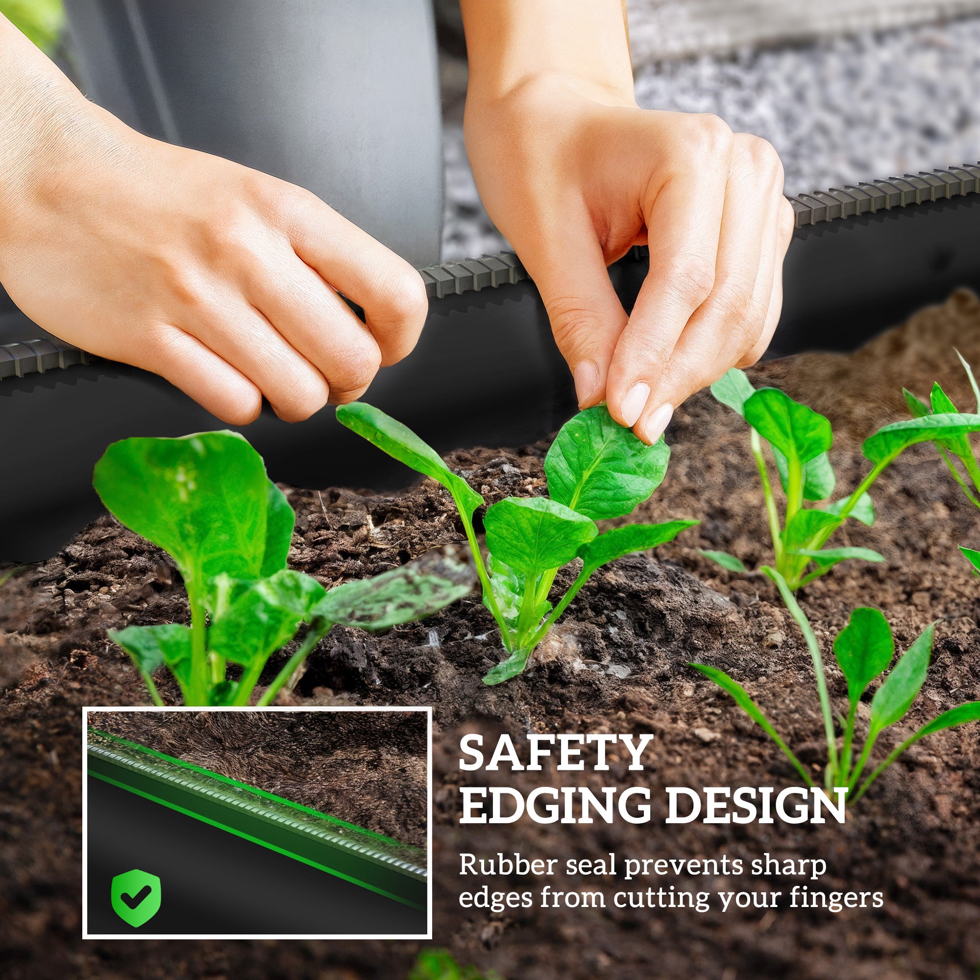 Outsunny Galvanised Raised Garden Bed, Metal Planter Box with Safety Edging, for Flowers, Herbs, Succulents, Black - anydaydirect