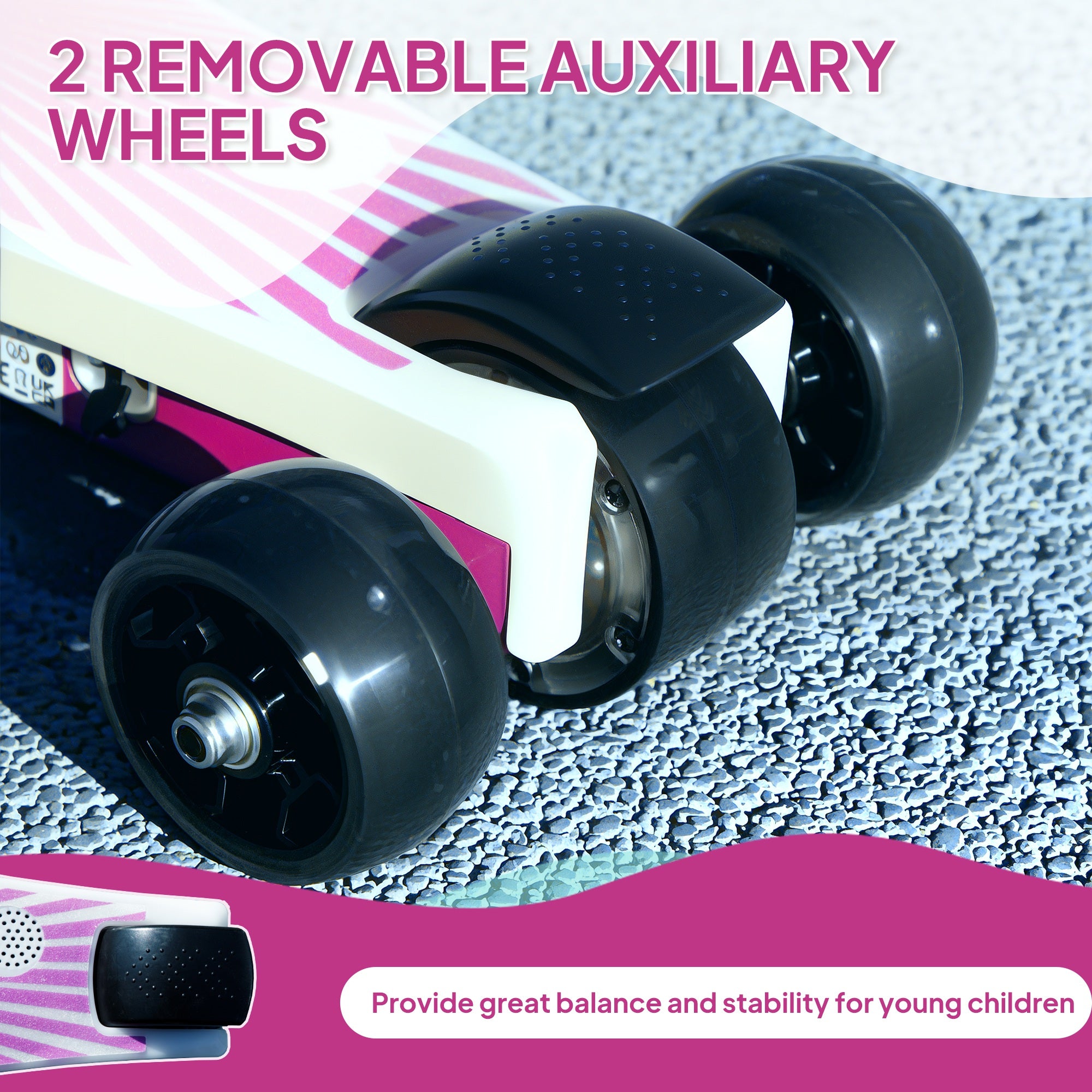 AIYAPLAY Electric Scooter for Kids Ages 4-7, with Auxiliary Rear Wheels, Flashing LED Light and Electric Brake, Kids Electric Scooter for Boys Girls, 6 KM/H & 8 KM, Purple - anydaydirect