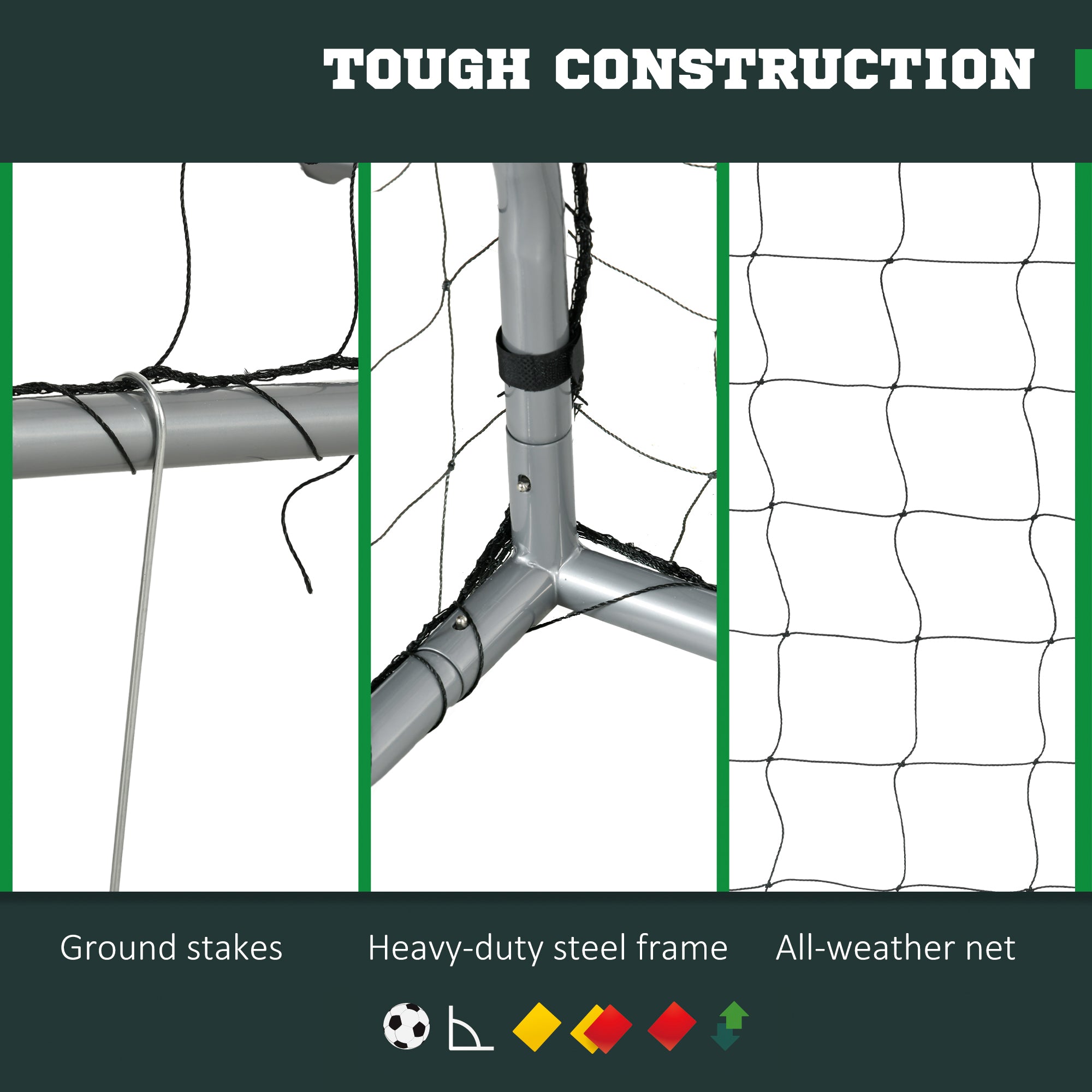 SPORTNOW 8ft x 5ft Football Goal, Football Net for Garden with Ground Stakes, Quick and Simple Set Up - anydaydirect