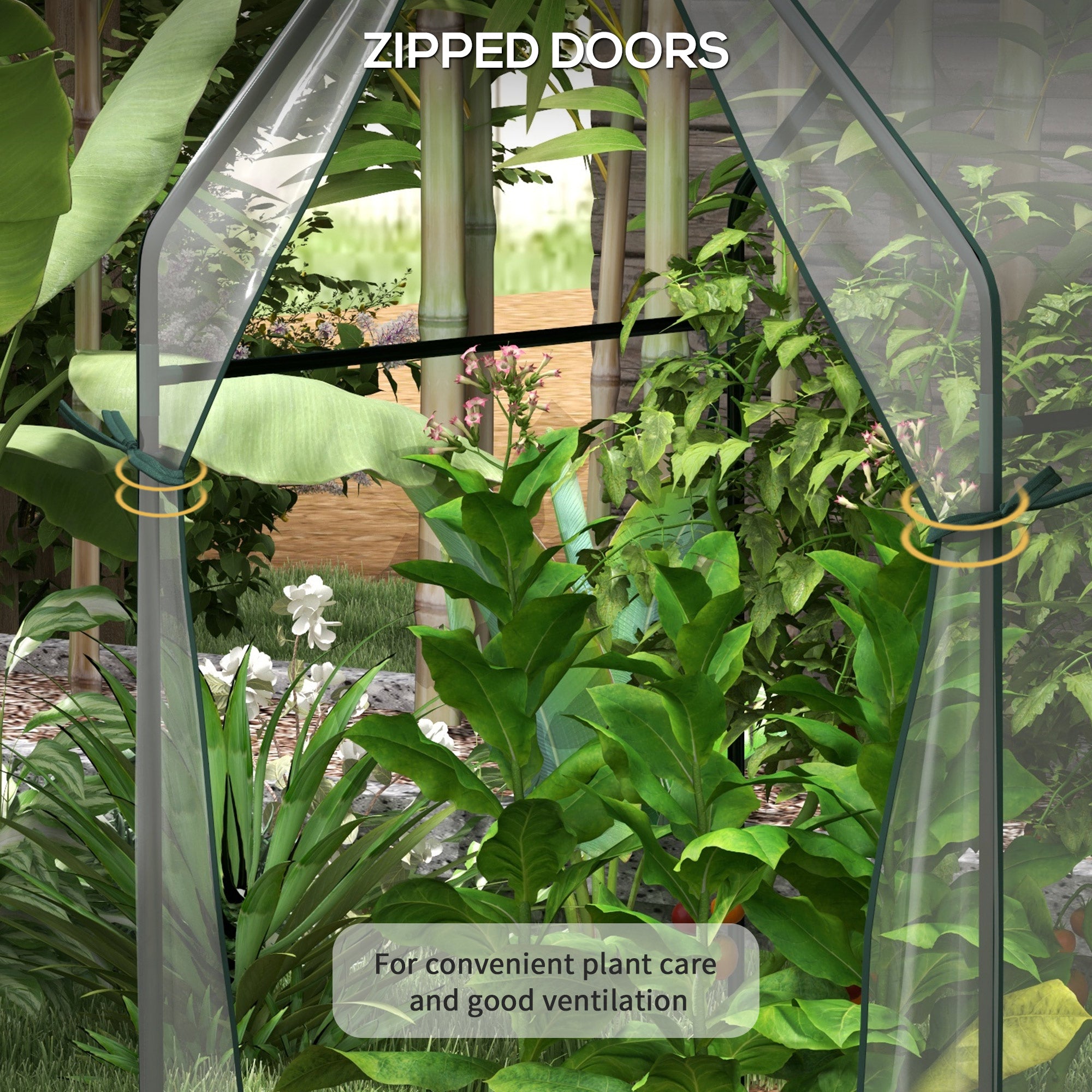 Outsunny Small Greenhouse, Garden Tomato Growhouse with 2 Zipped Doors, Portable Indoor Outdoor Green House, 90 x 90 x 145cm, Clear - anydaydirect