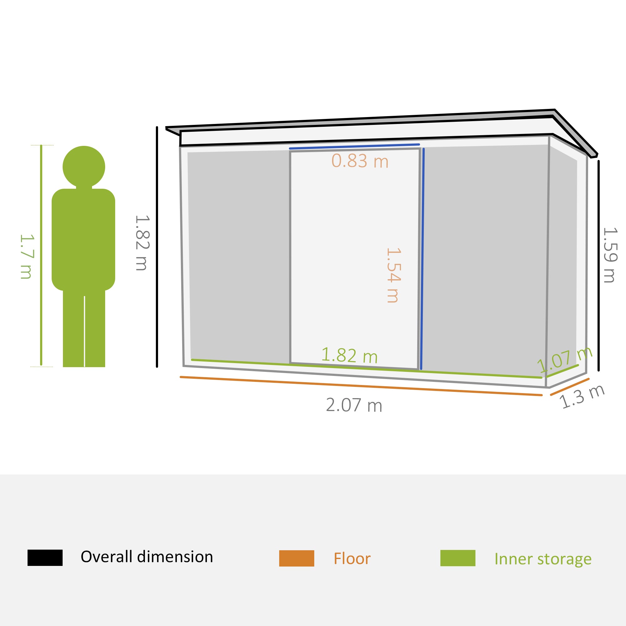 Outsunny 6.8 x 4.3ft Outdoor Garden Storage Shed, Tool Storage Box for Backyard, Patio and Lawn, Light Green - anydaydirect