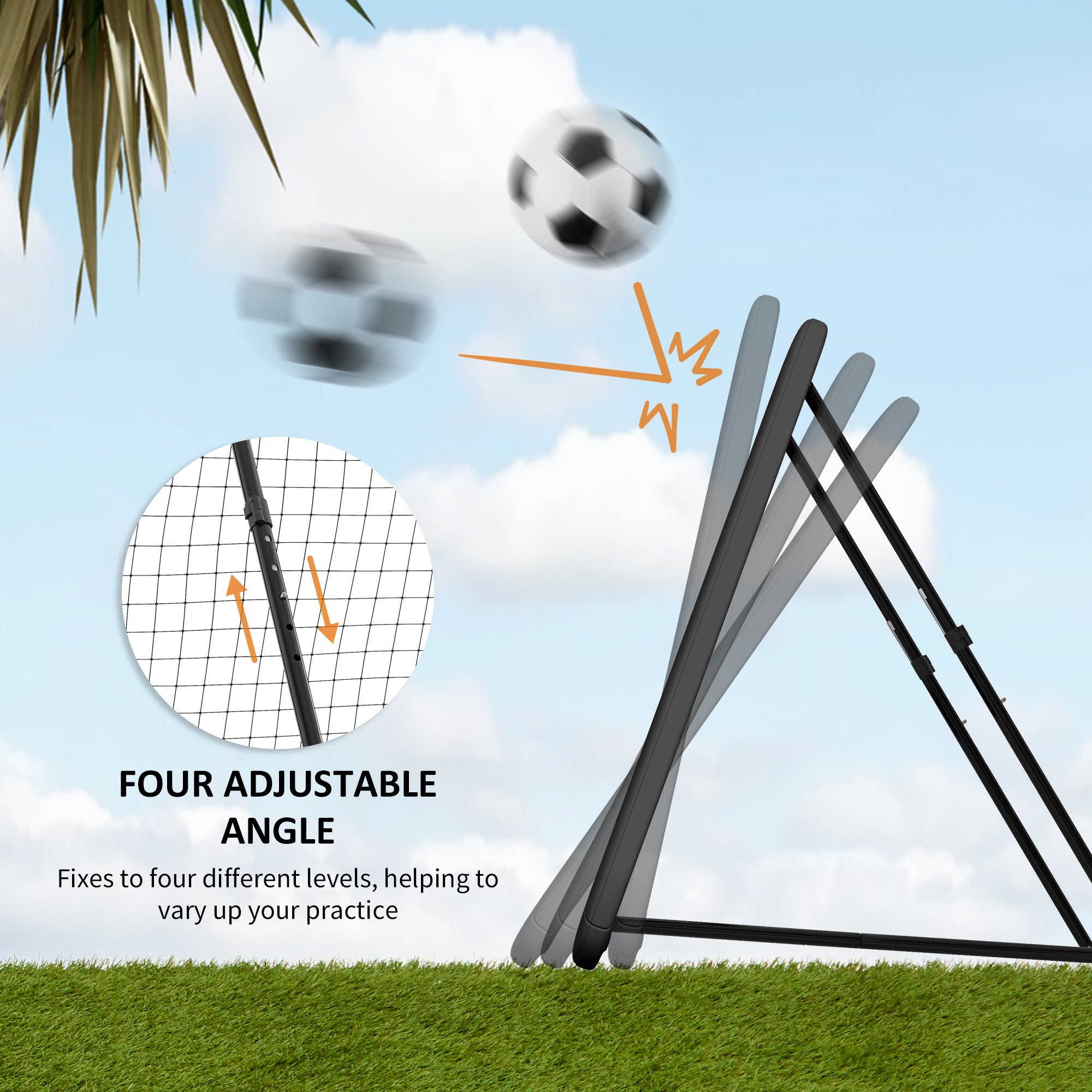 HOMCOM Football Training Net Target Goal, with Adjustable Angles - Black - anydaydirect