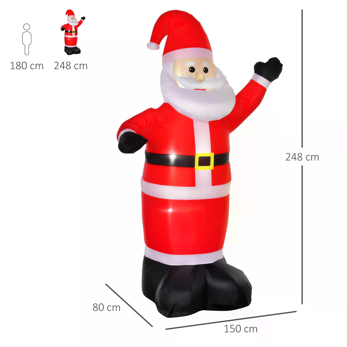 HOMCOM Inflatable 2.4m Santa Claus W/LED lights - anydaydirect