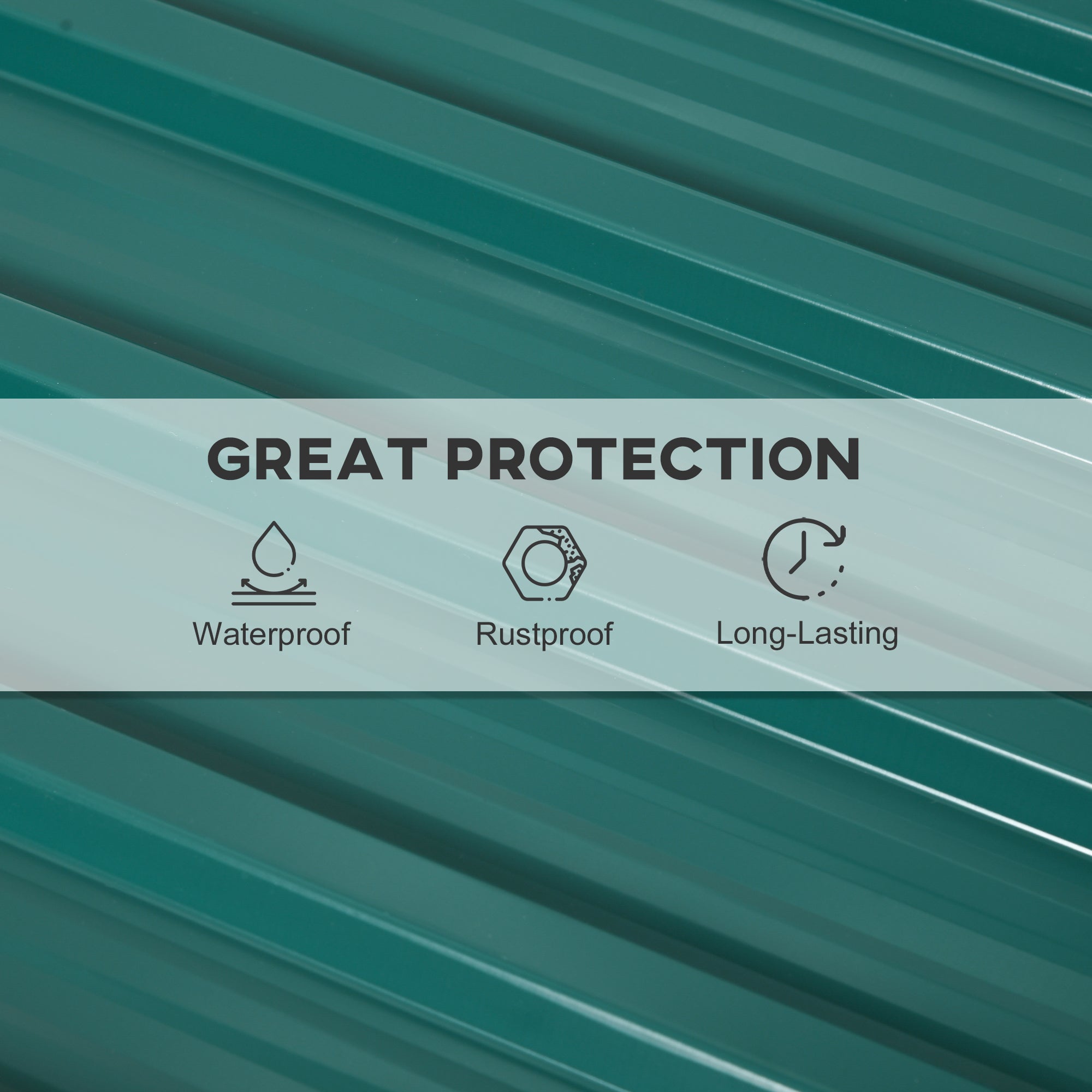 Outsunny Corrugated Roofing Sheets, Pack of 12, Galvanised Metal Roofing Sheets for Greenhouse, Garage, Storage Shed, Carport, 129 x 45cm, Green - anydaydirect