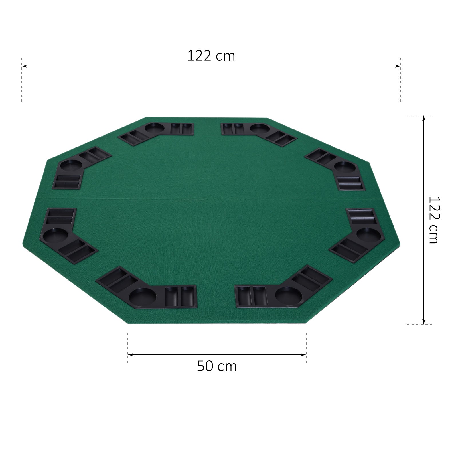 HOMCOM 1.2m/48 Inches Foldable Poker Table Top 8 Players Blackjack Tables Chip Trays - anydaydirect