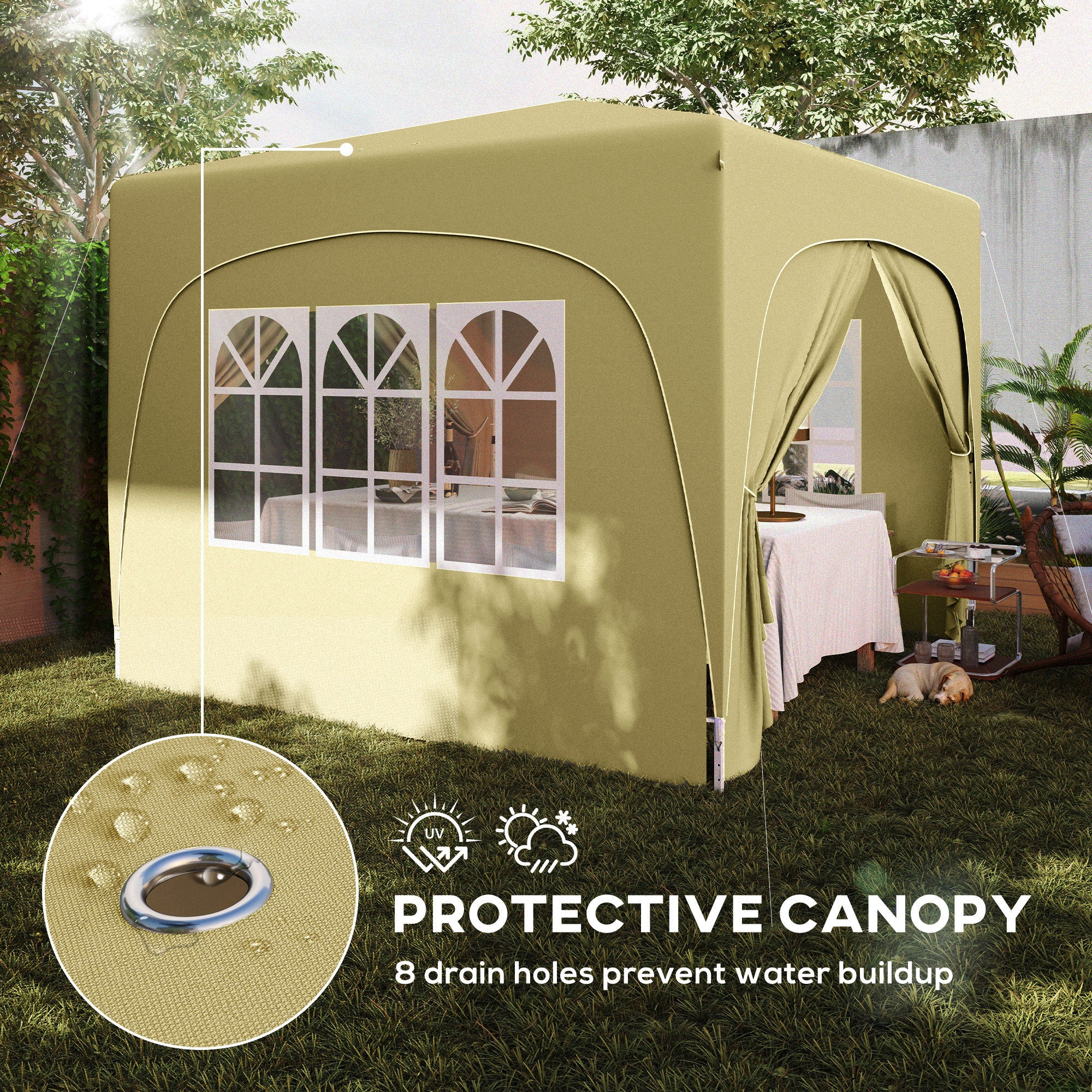 Outsunny 3 x 3m Pop-Up Gazebo Shelter, with Accessories - Sand - anydaydirect