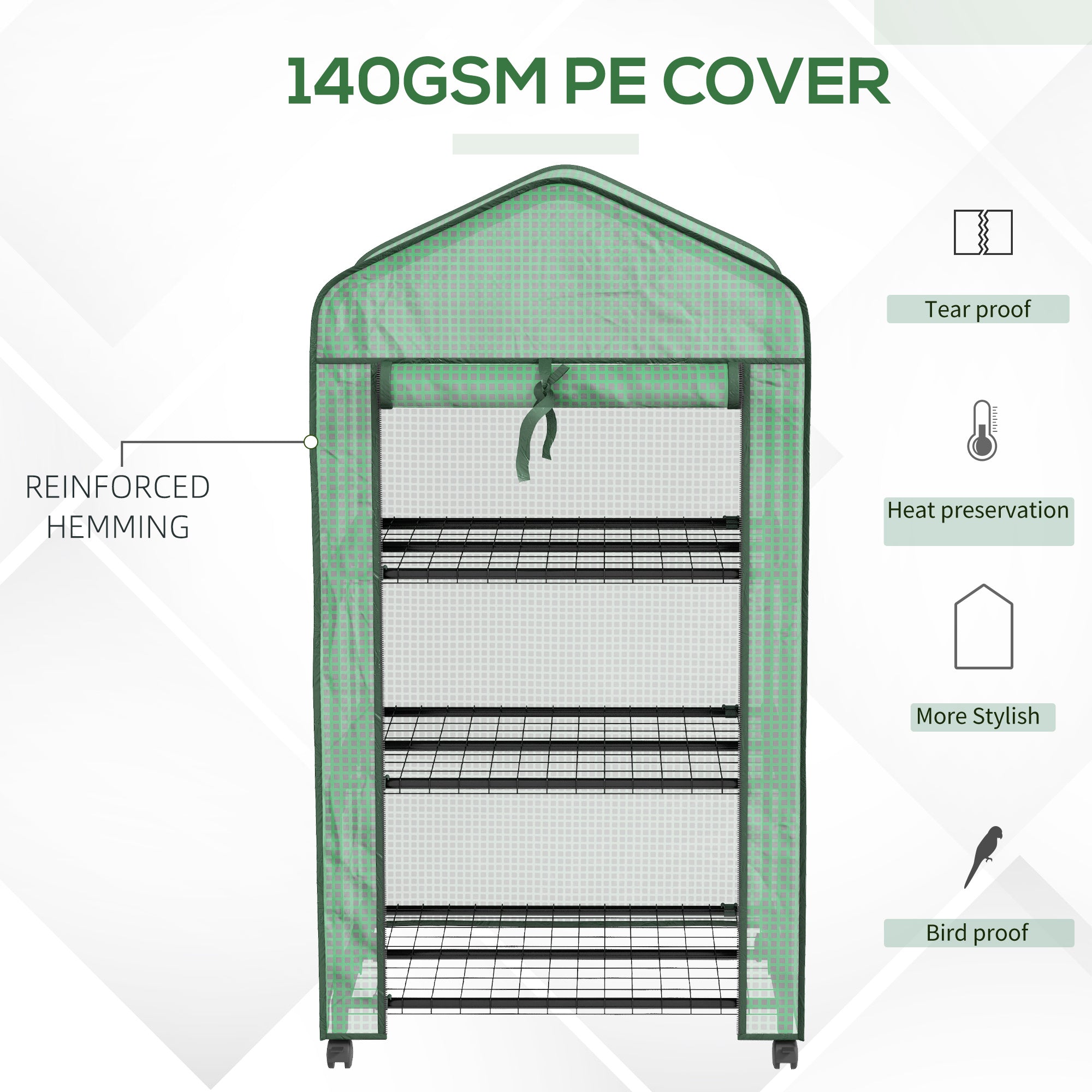 Outsunny Three-Tier Mini Greenhouse - Green - anydaydirect