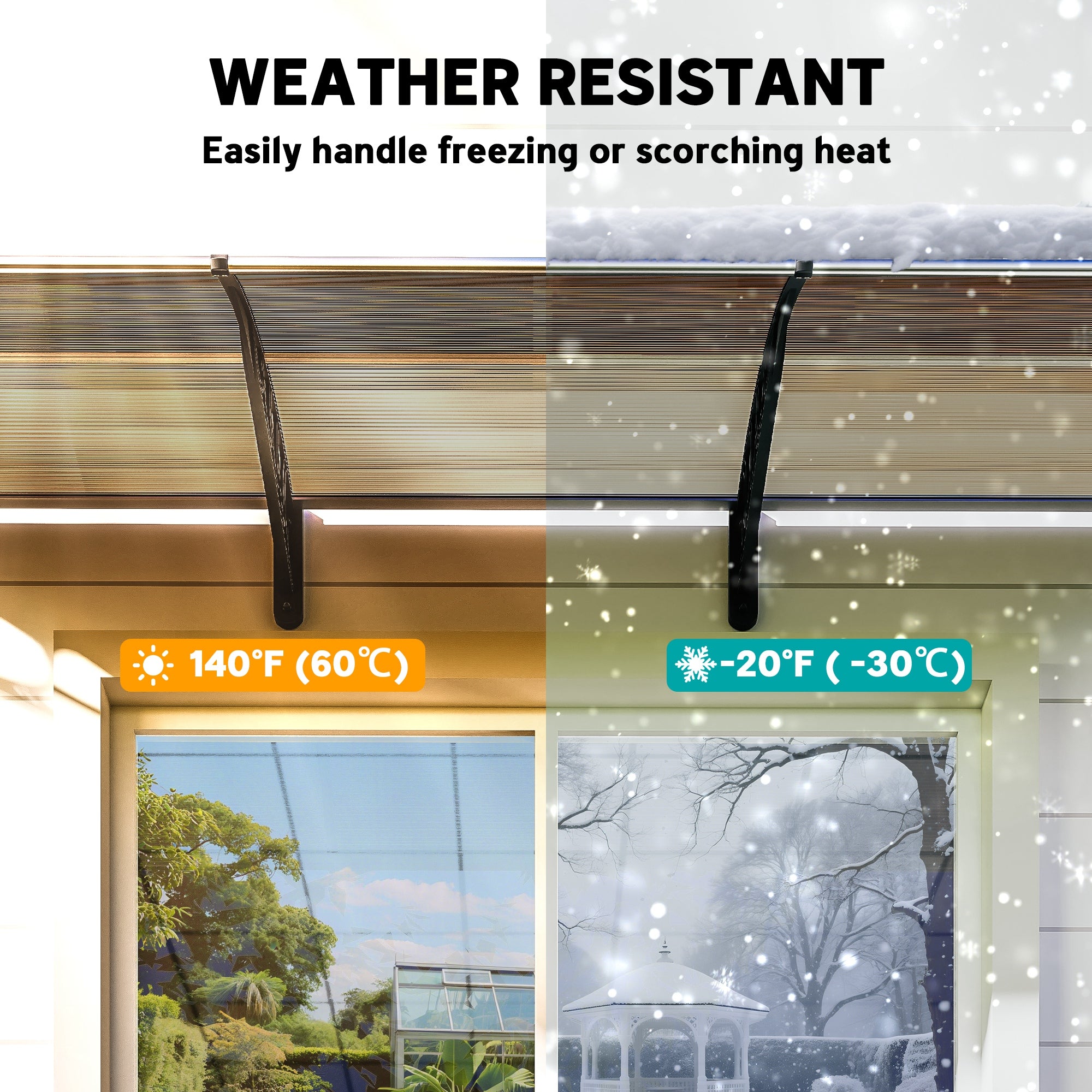 Outsunny Front Door Canopy, Outdoor Awning, Rain Shelter, 303 x 96cm , Brown - anydaydirect